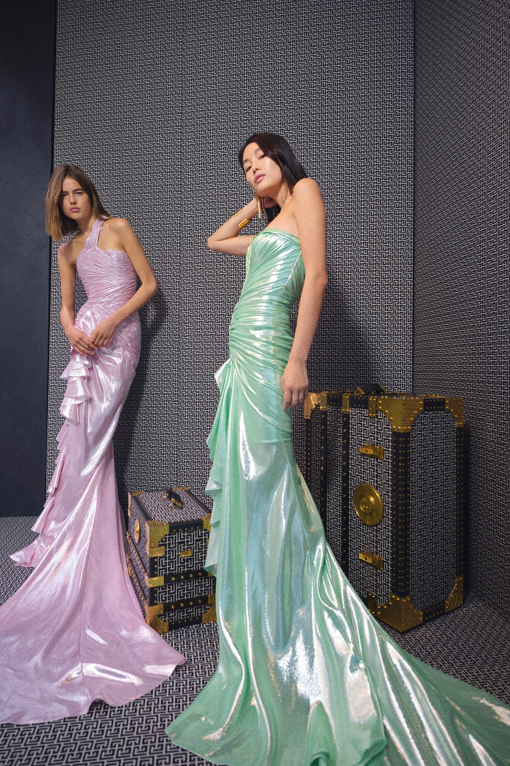 fitted strapless silk gowns