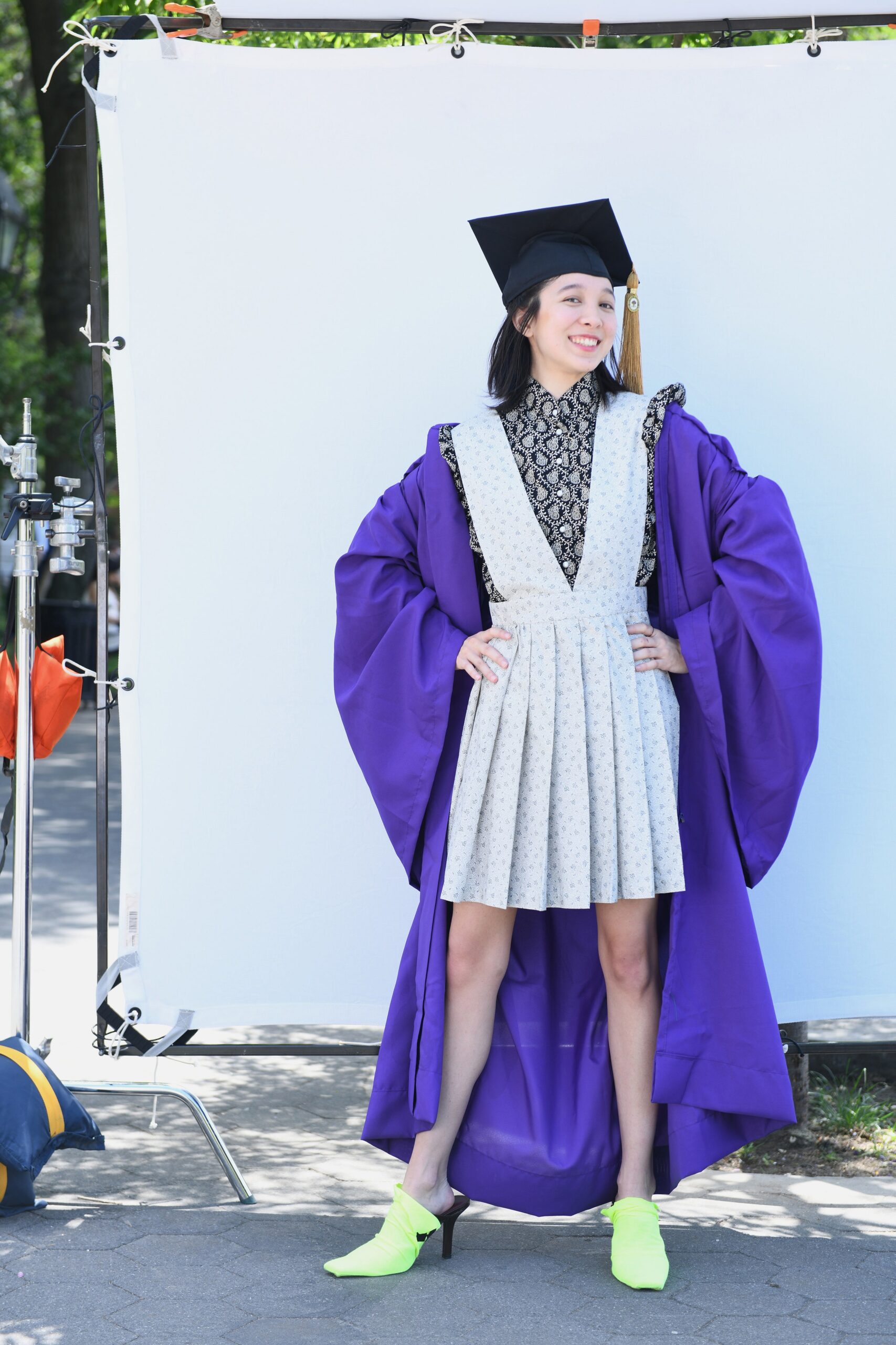 purple gown with white dress