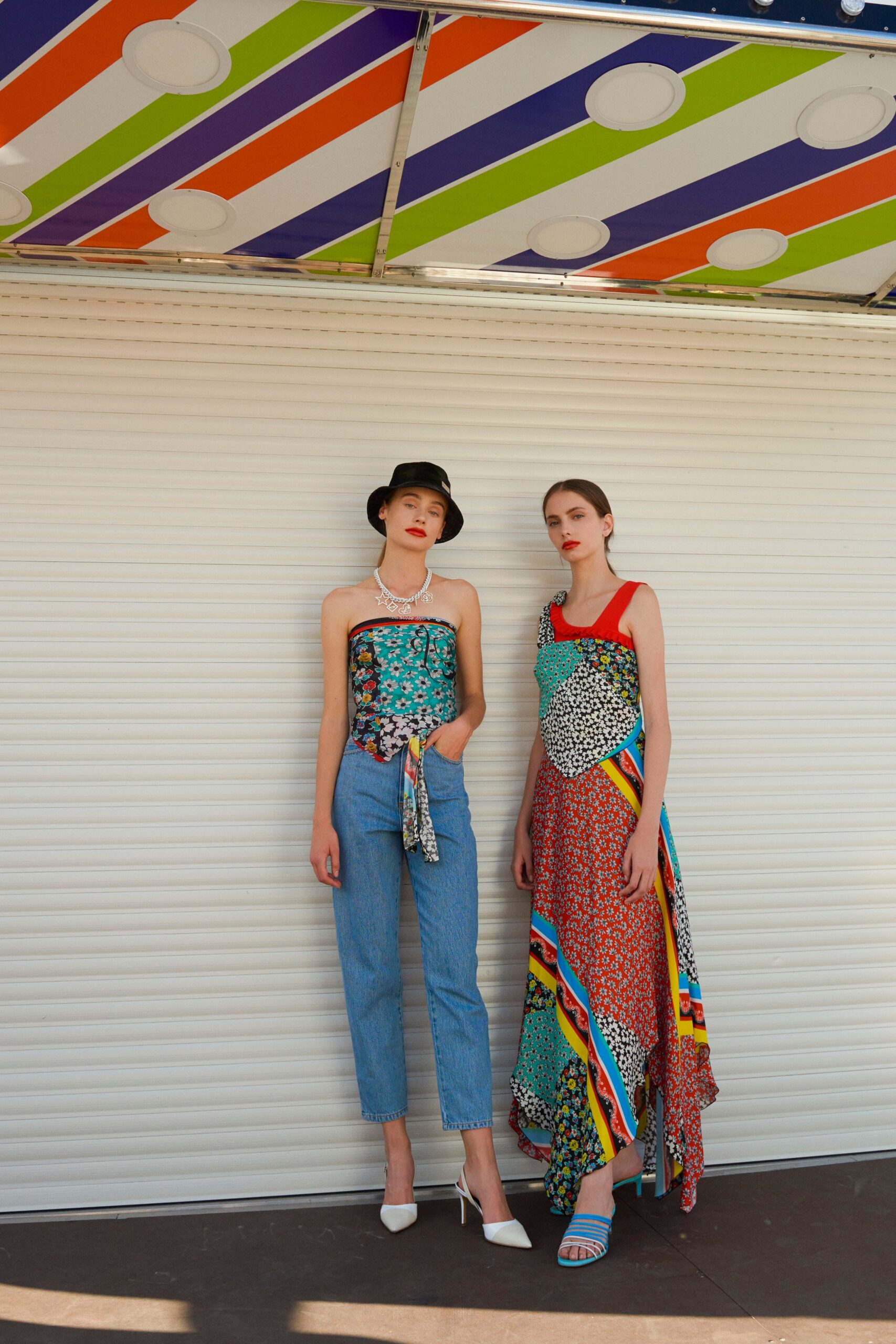 colorful printed top and gown