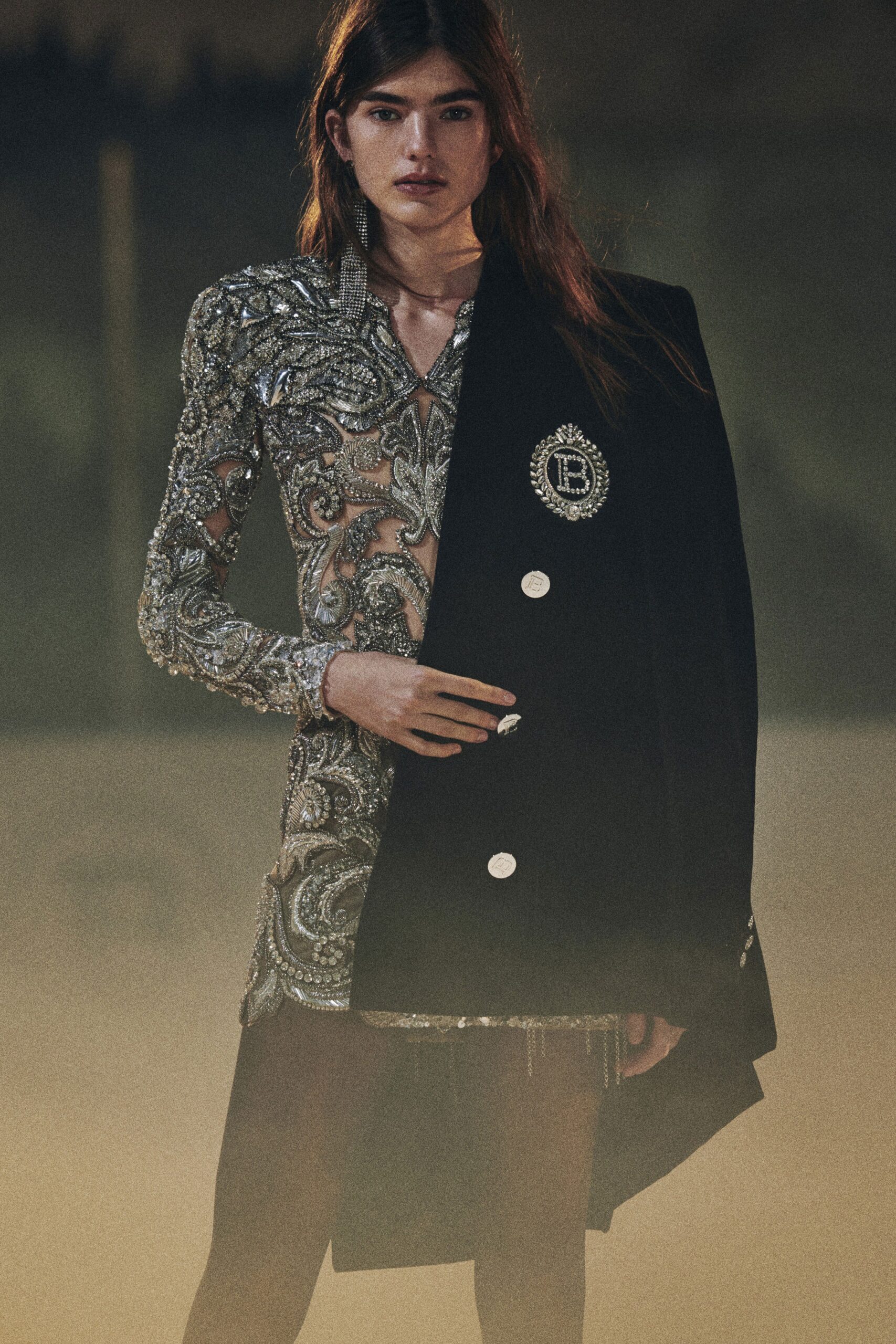 black sequin mini dress with coat