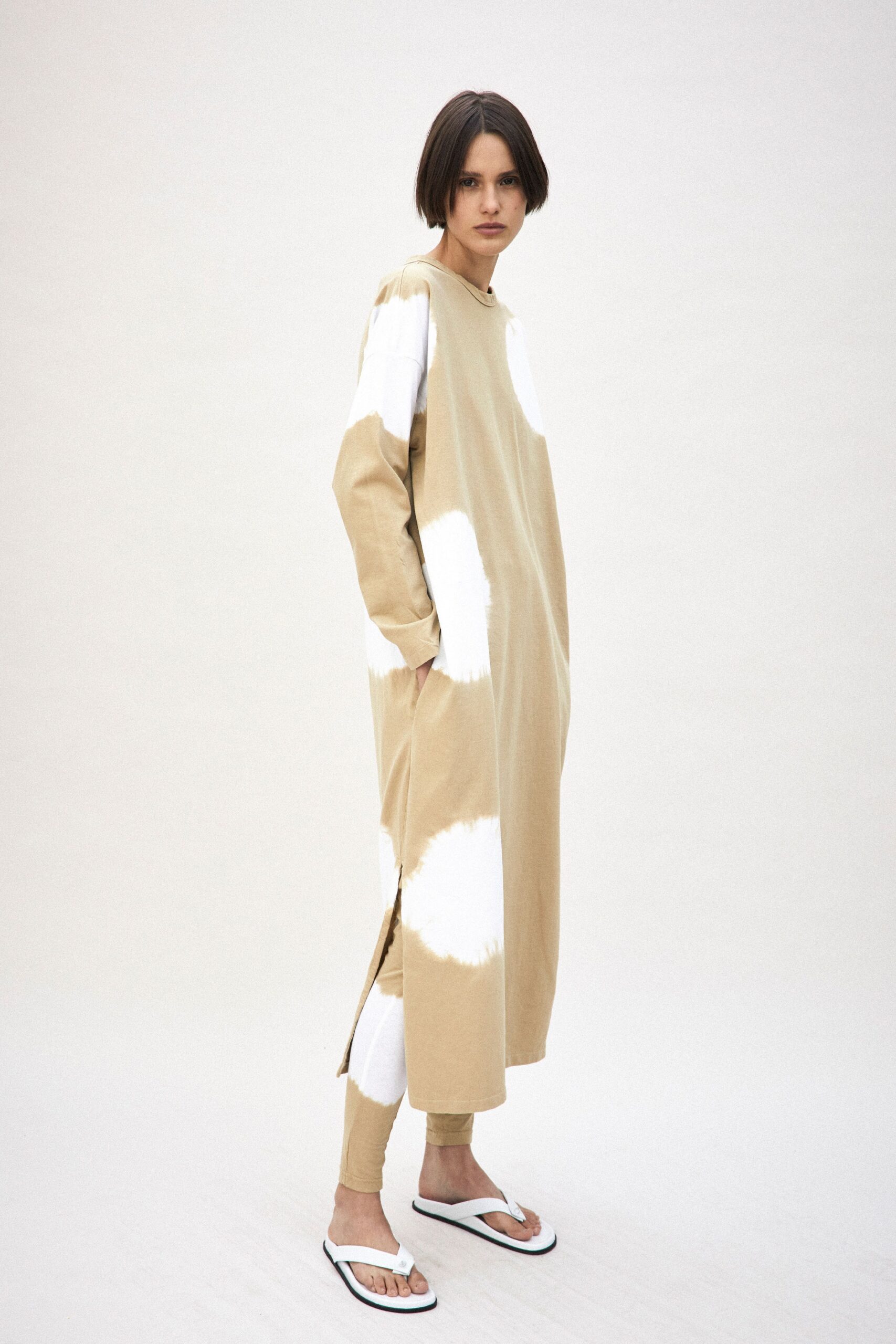 beige cotton relaxed dress