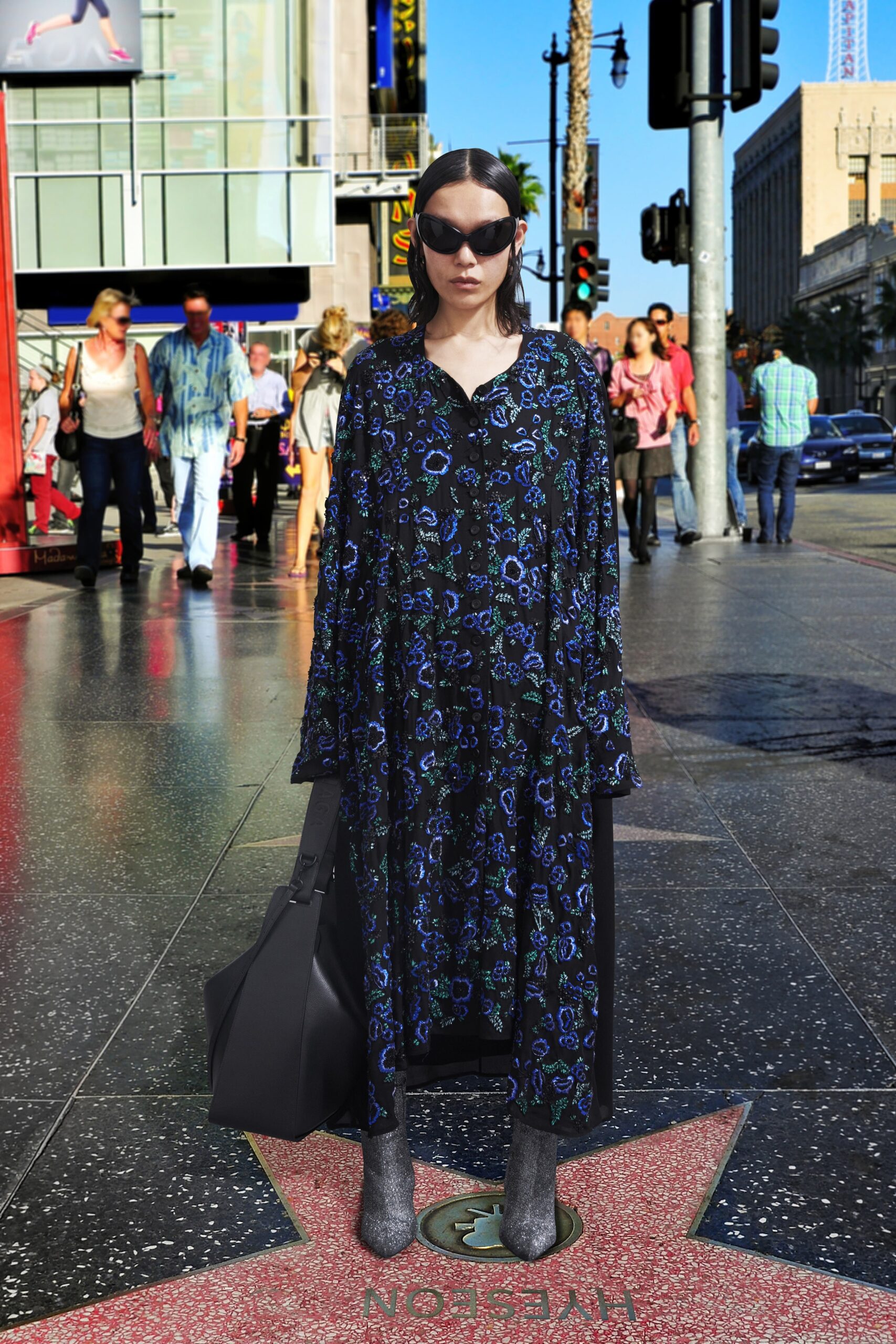 black floral maxi dress