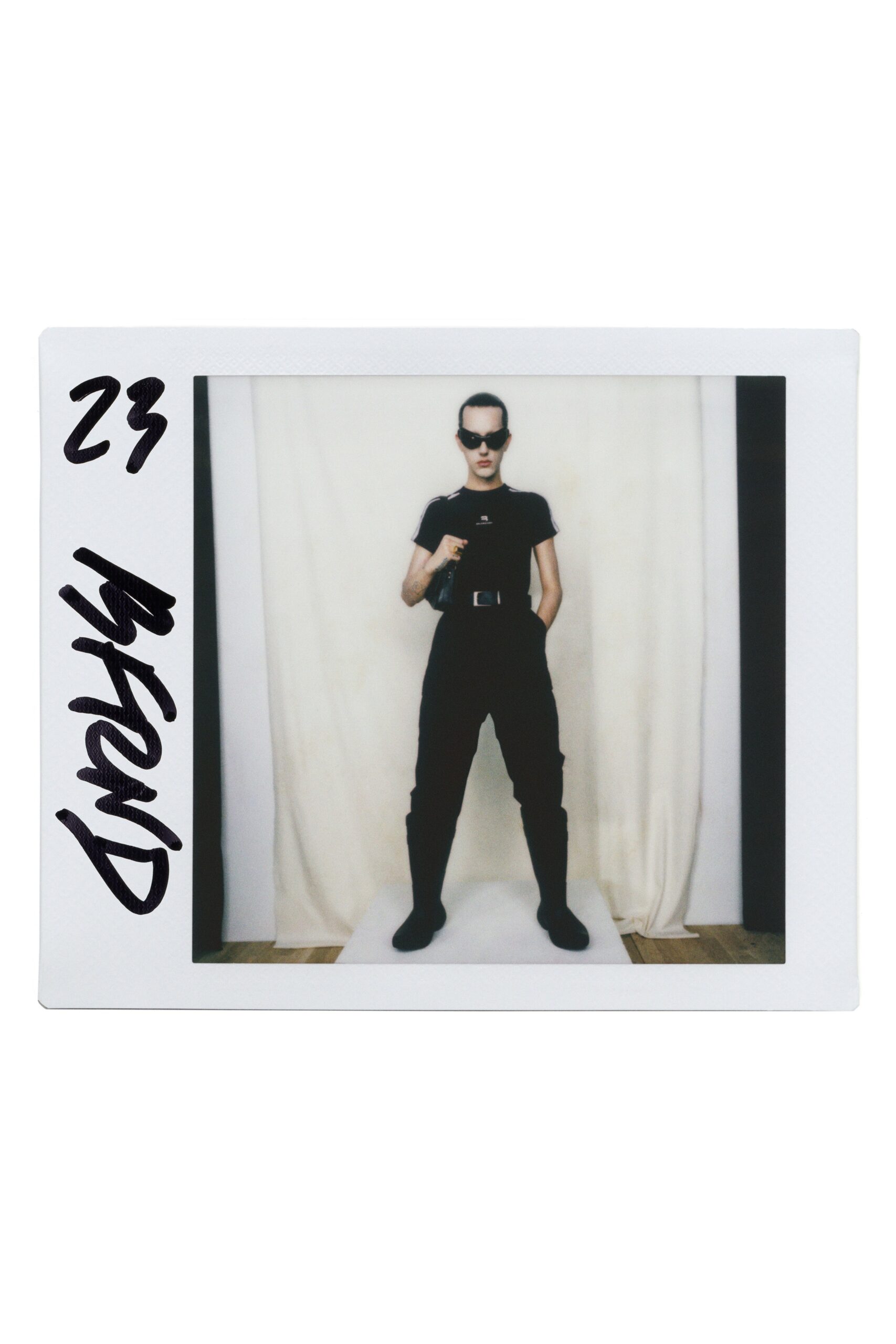 black fitted top and pants