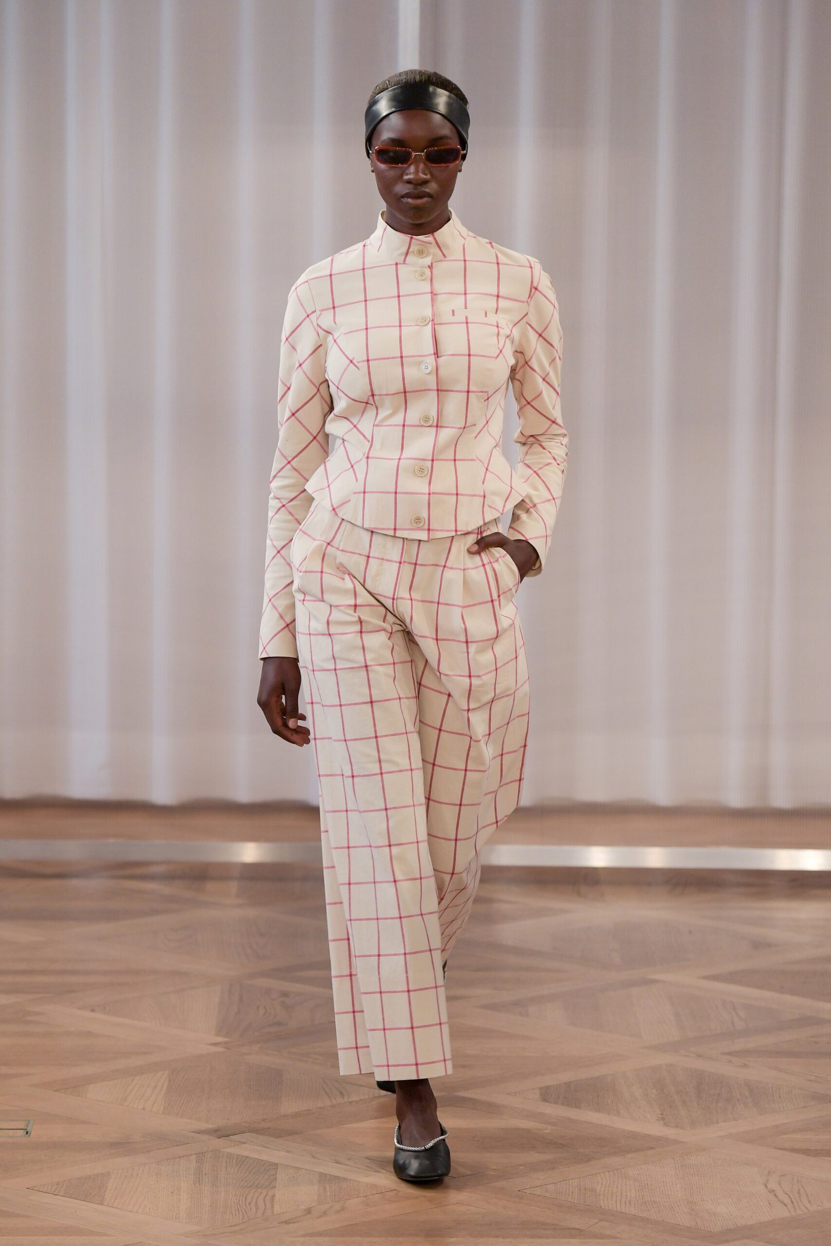 fitted checked shirt and pants