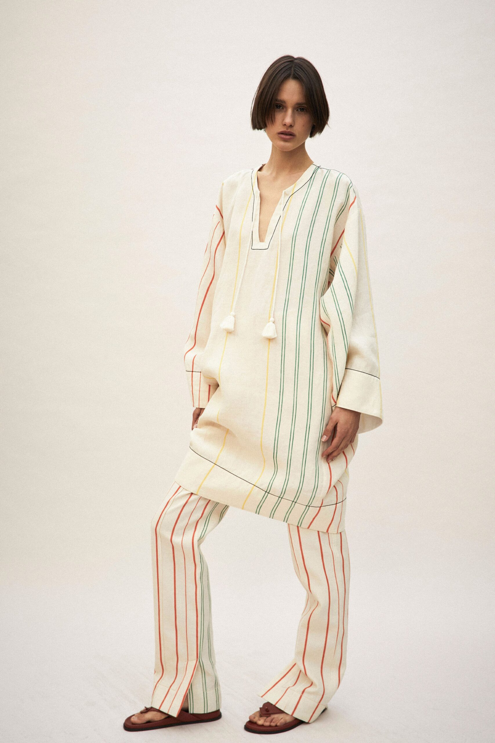 striped cotton top and pants