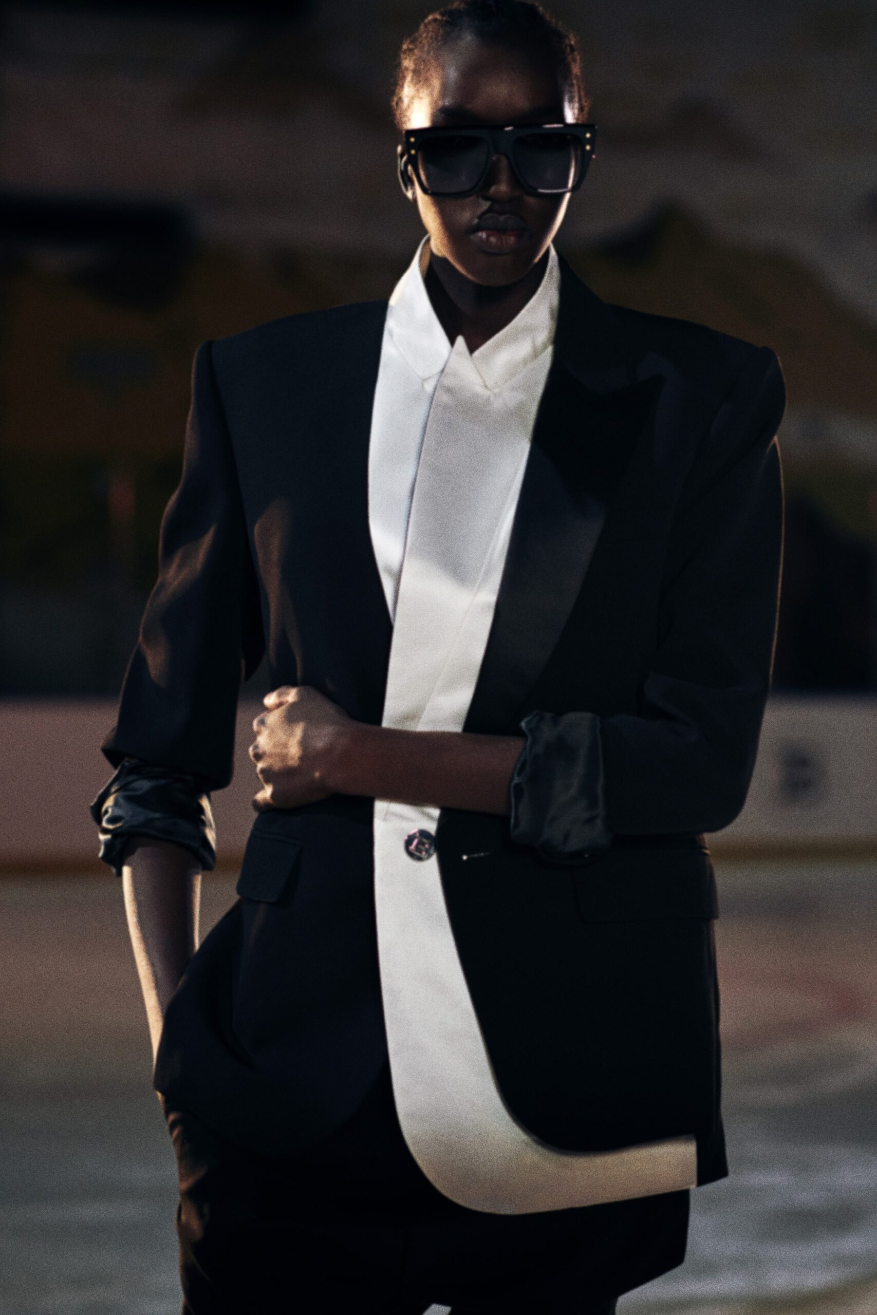 black and white tailored blazer