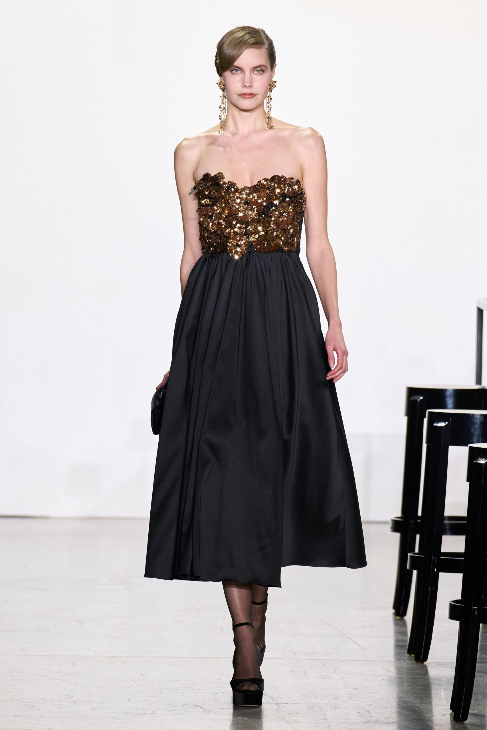 black and gold sequined gown