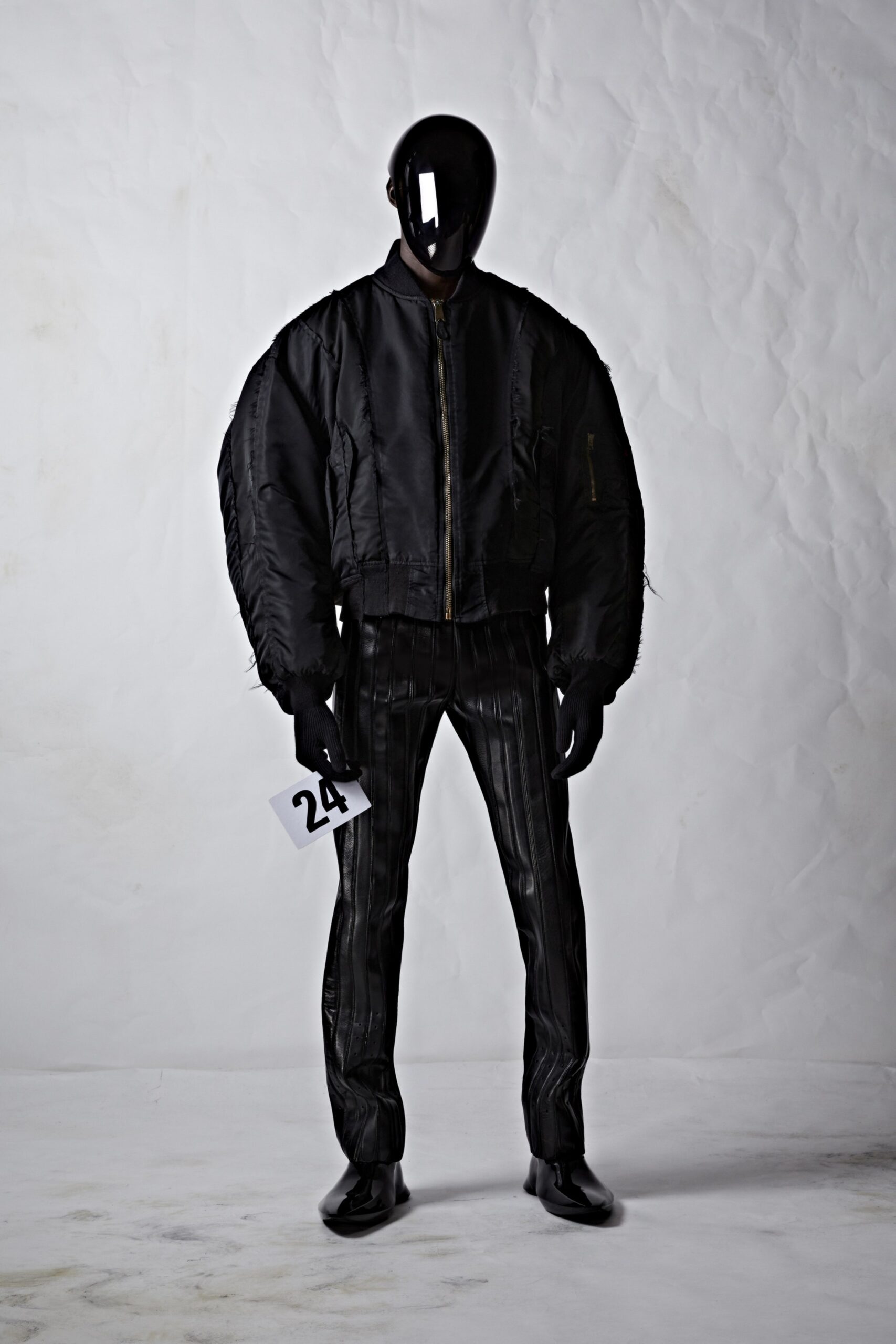 black oversized jacket and tailored pants