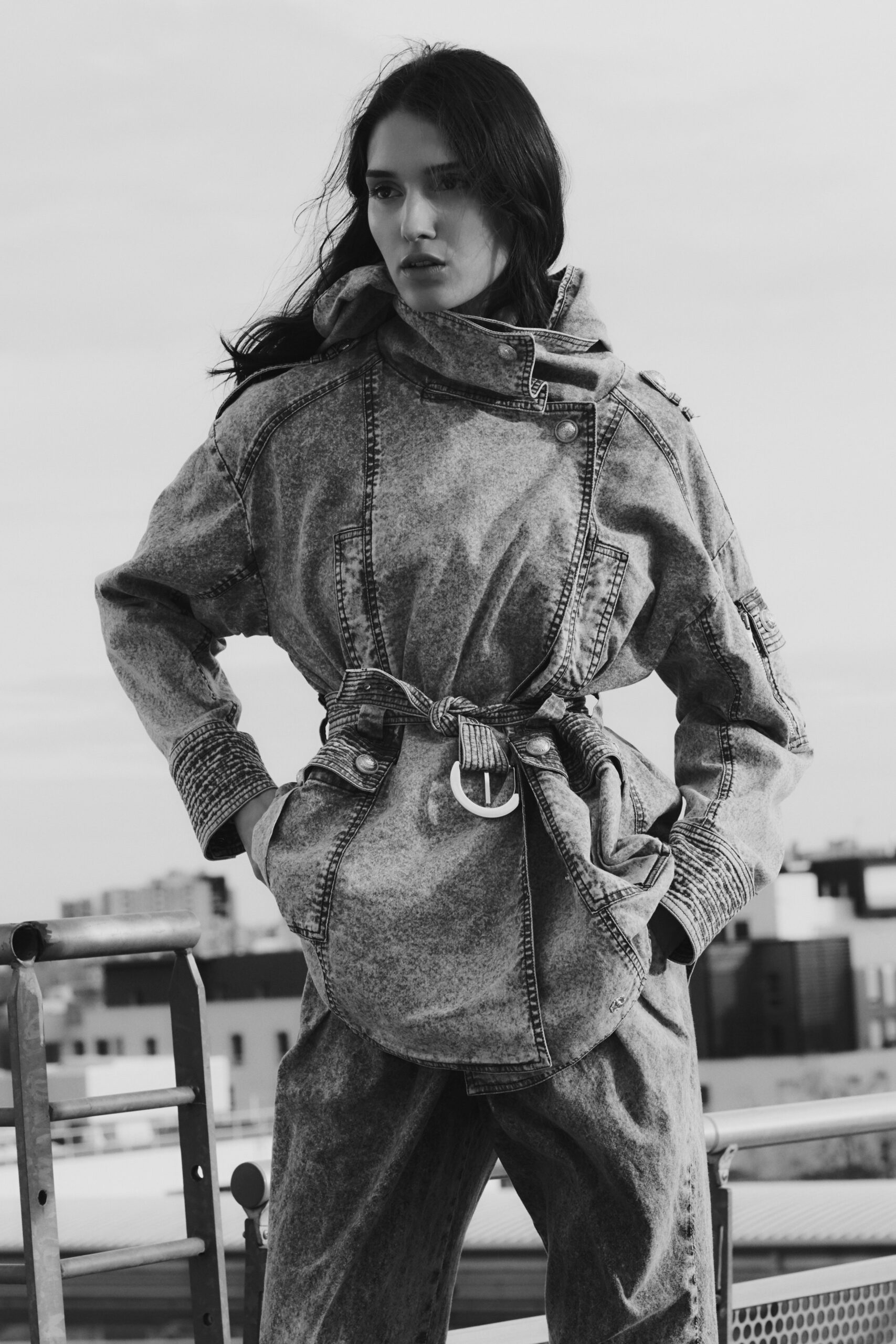 gray denim relaxed jacket and pants