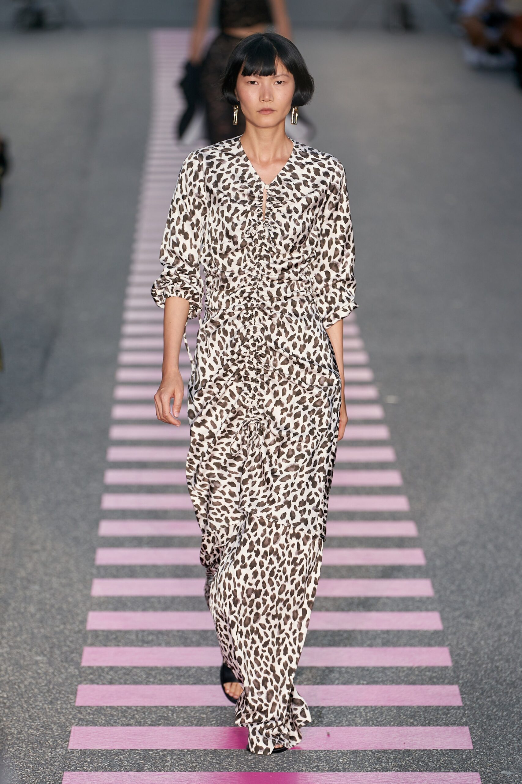 beige brown animal-print maxi dress