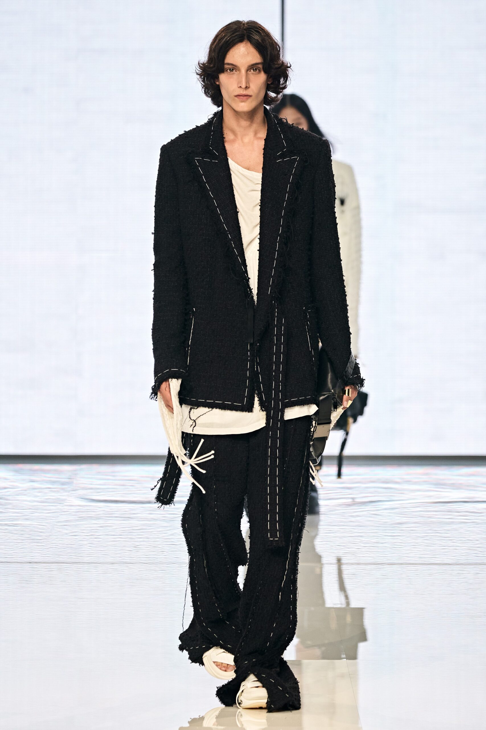 black tweed tailored suit