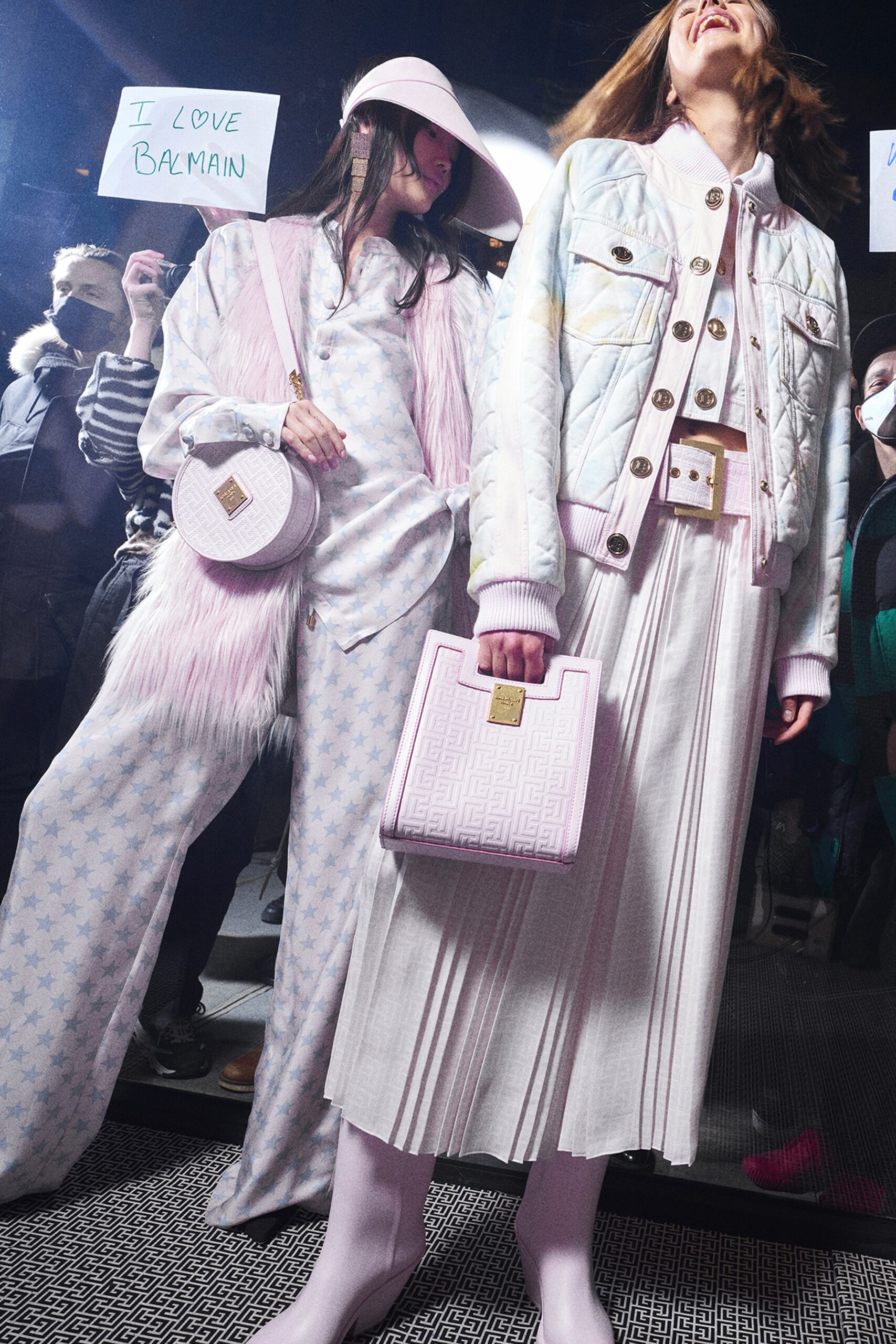 relaxed white pink pleated dress