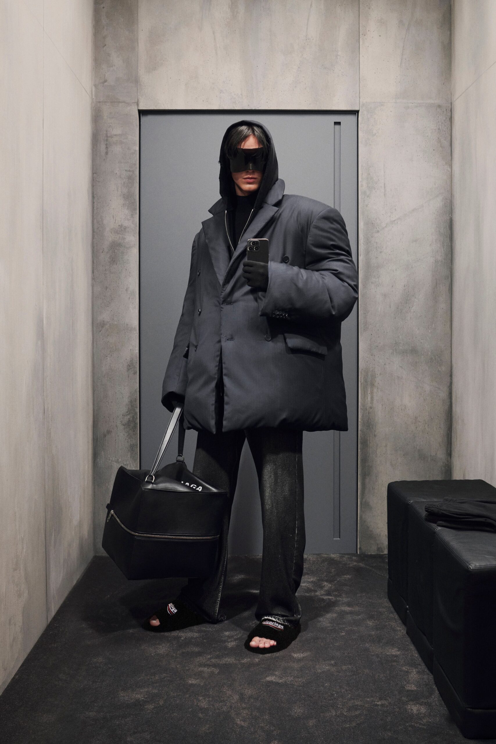 oversized black jacket and hoodie