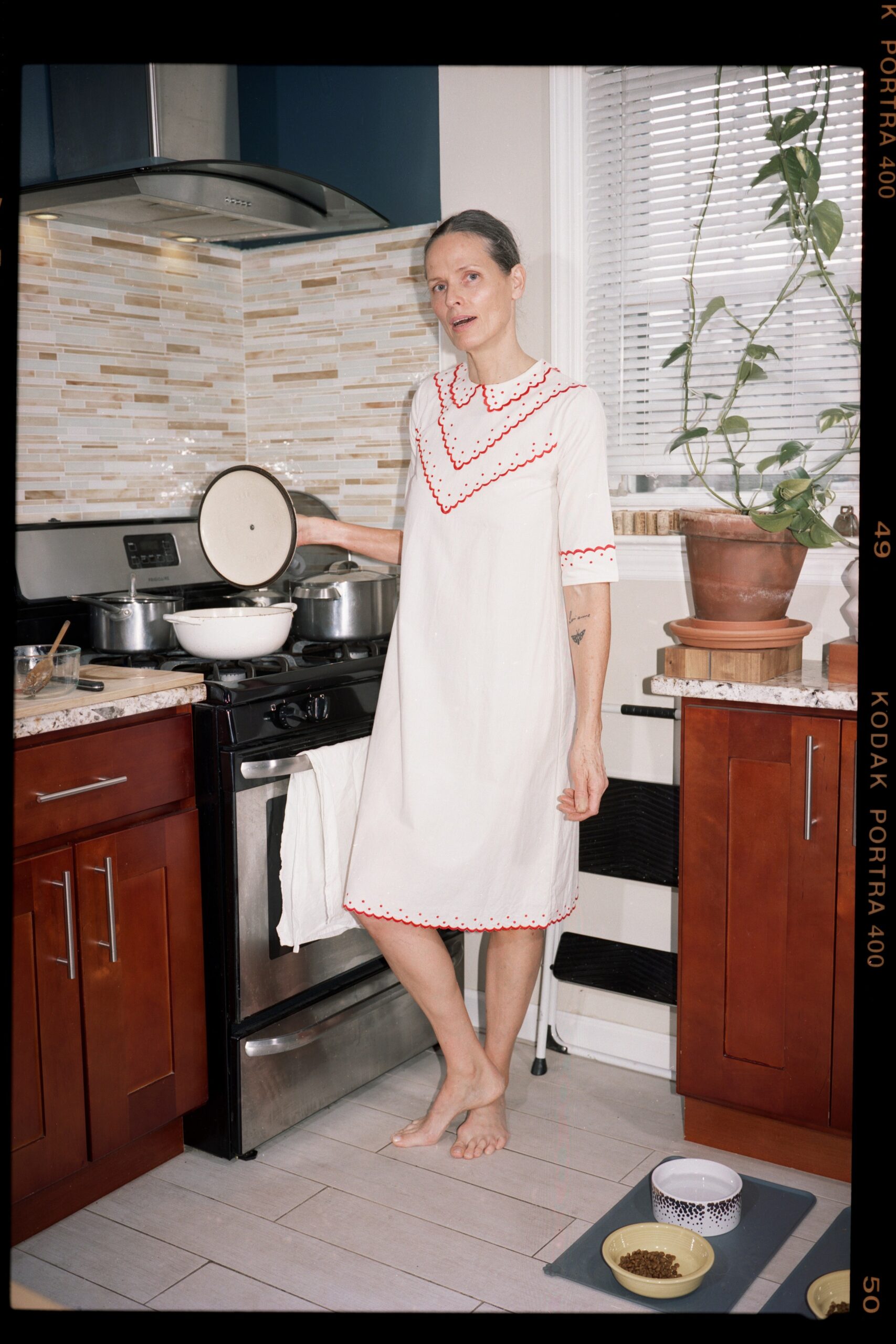 white cotton relaxed dress