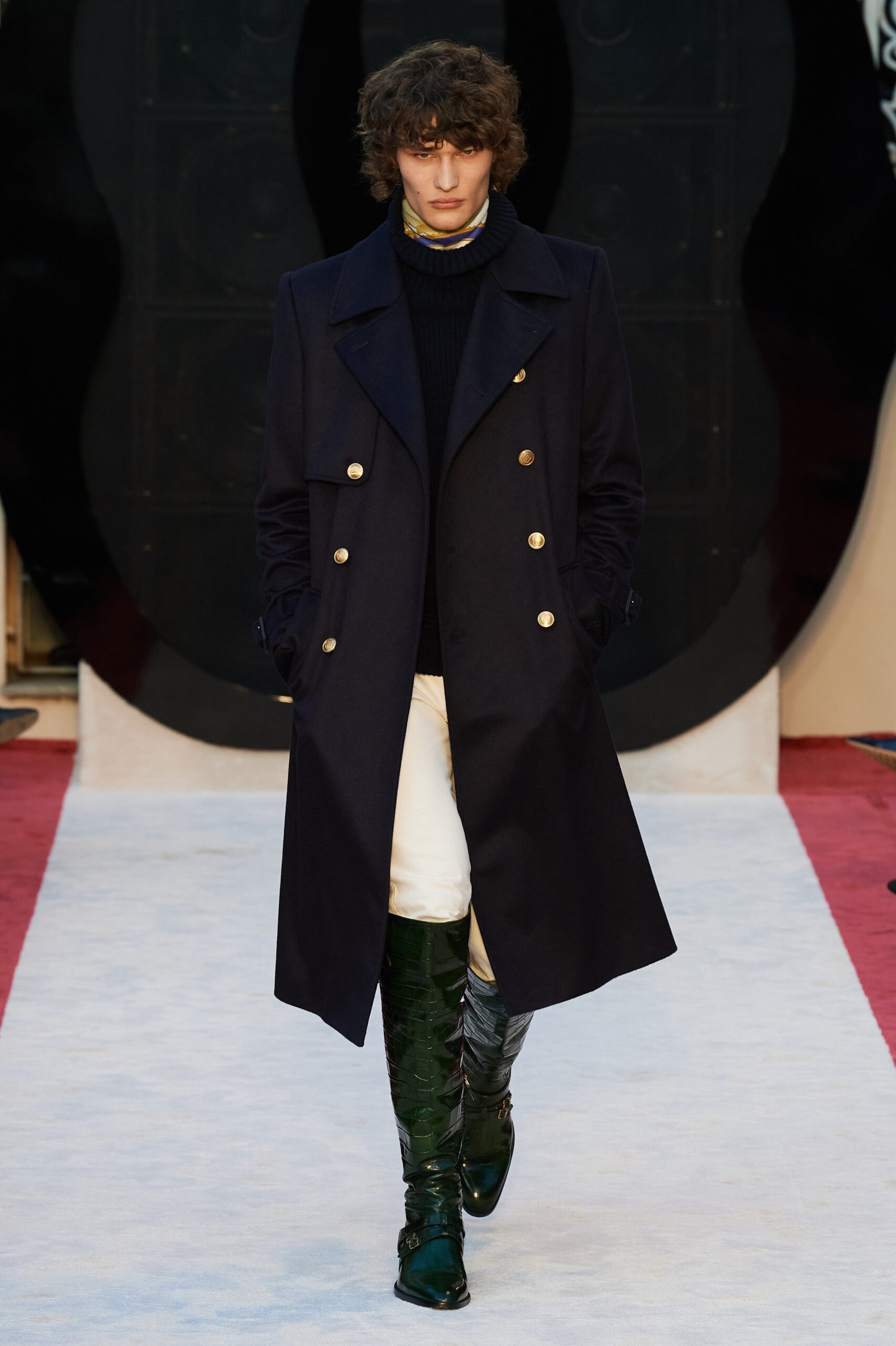 black wool coat with turtleneck