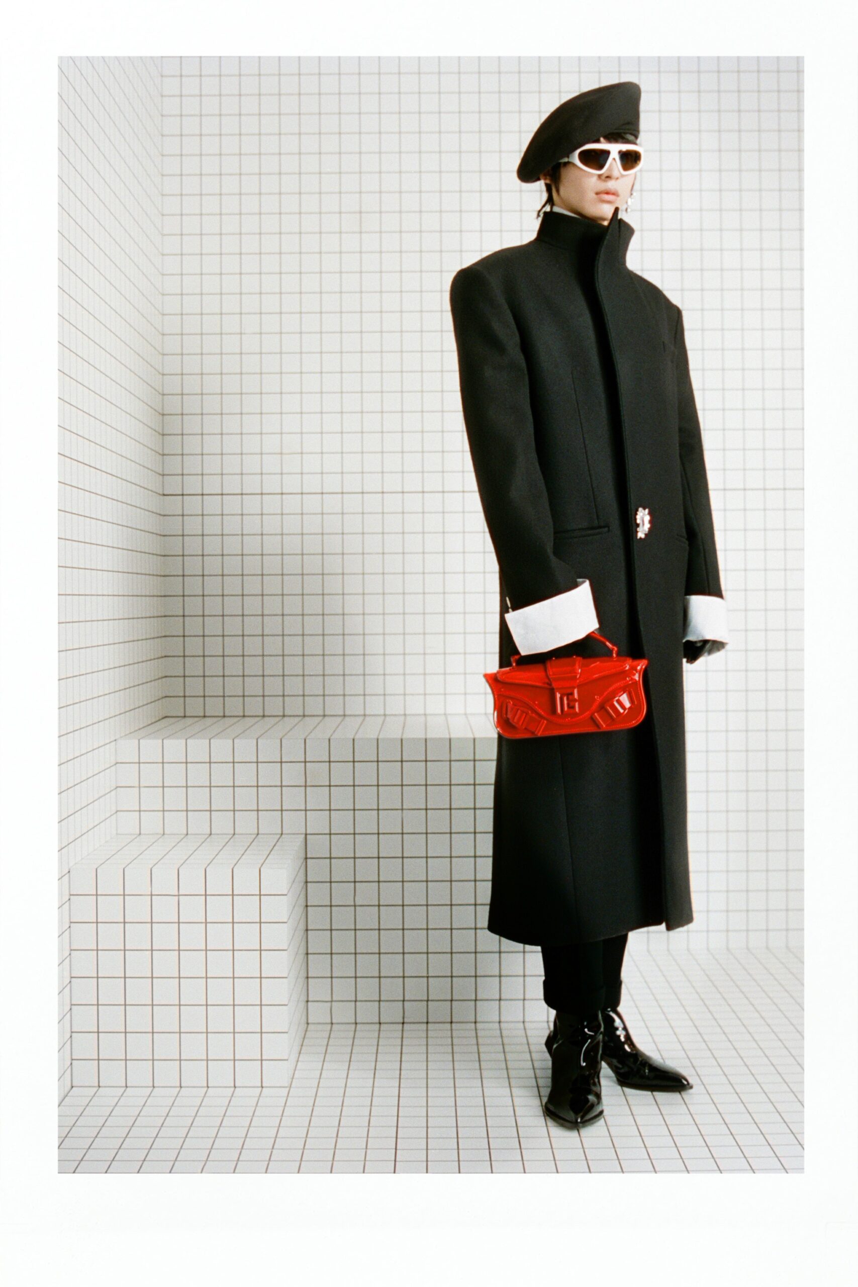 black wool fitted coat