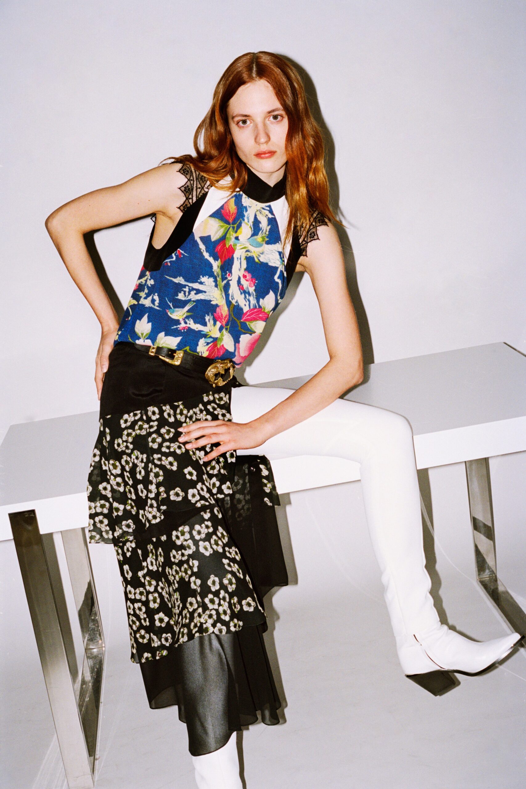 colorful sleeveless top with tiered skirt