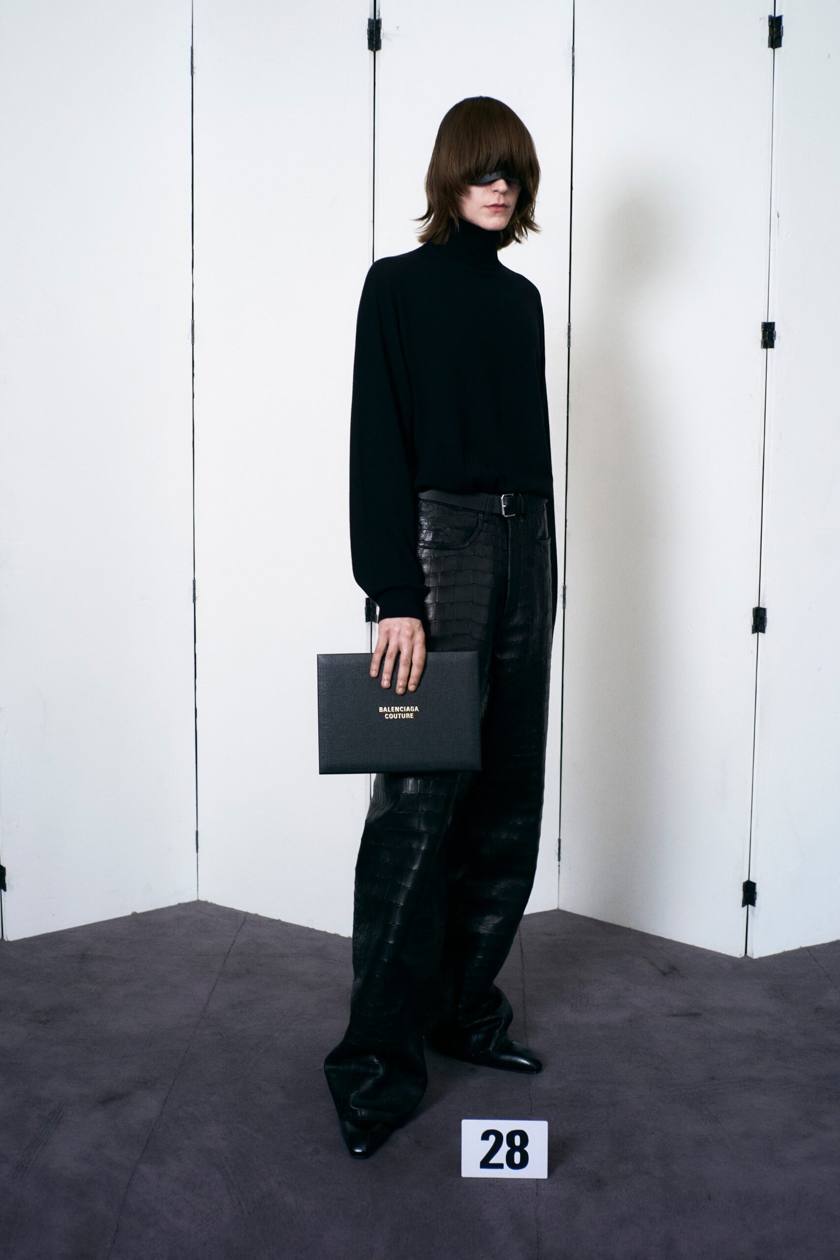 black leather zippered bag