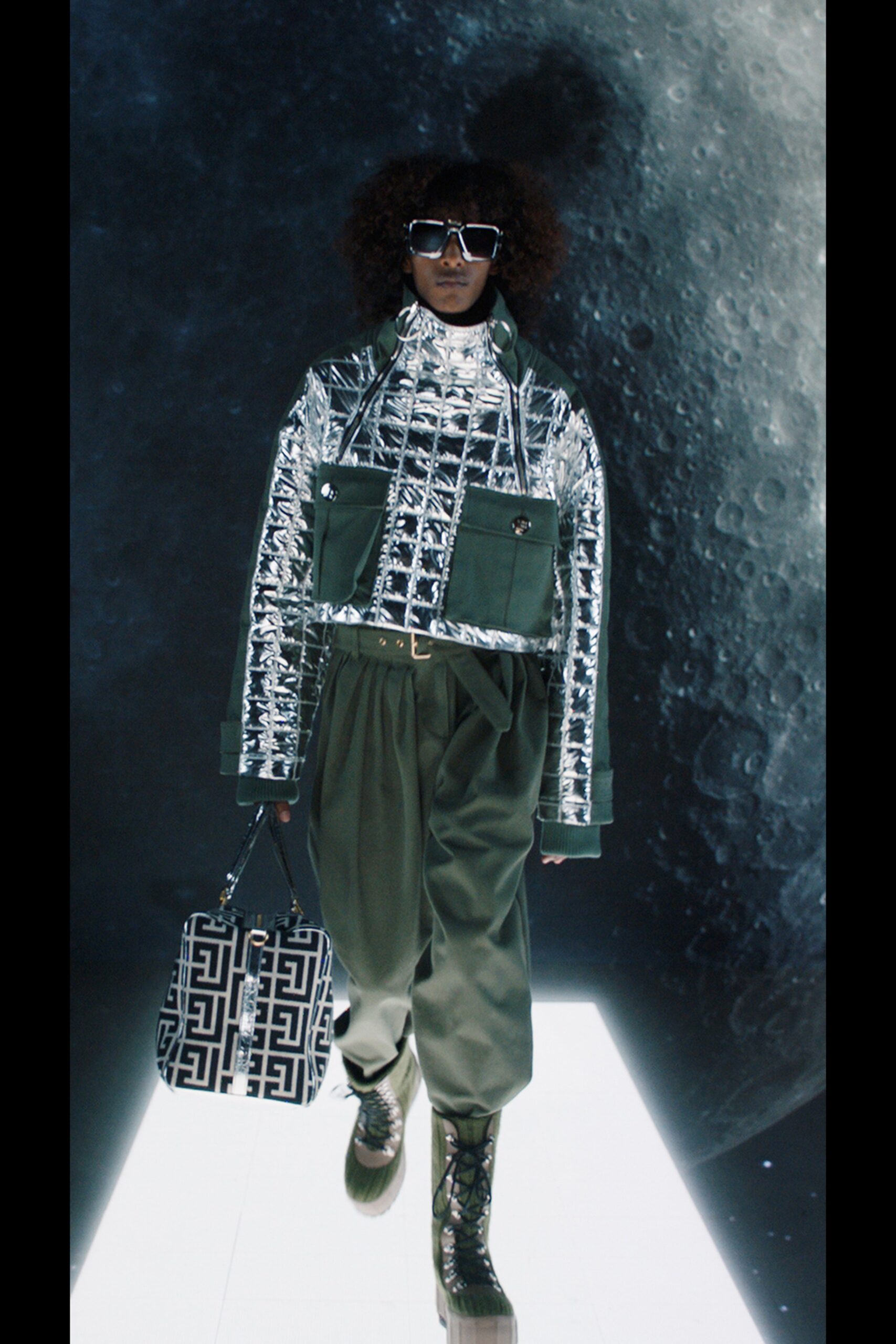 gray metallic long-sleeve collared fitted zippered shiny jacket