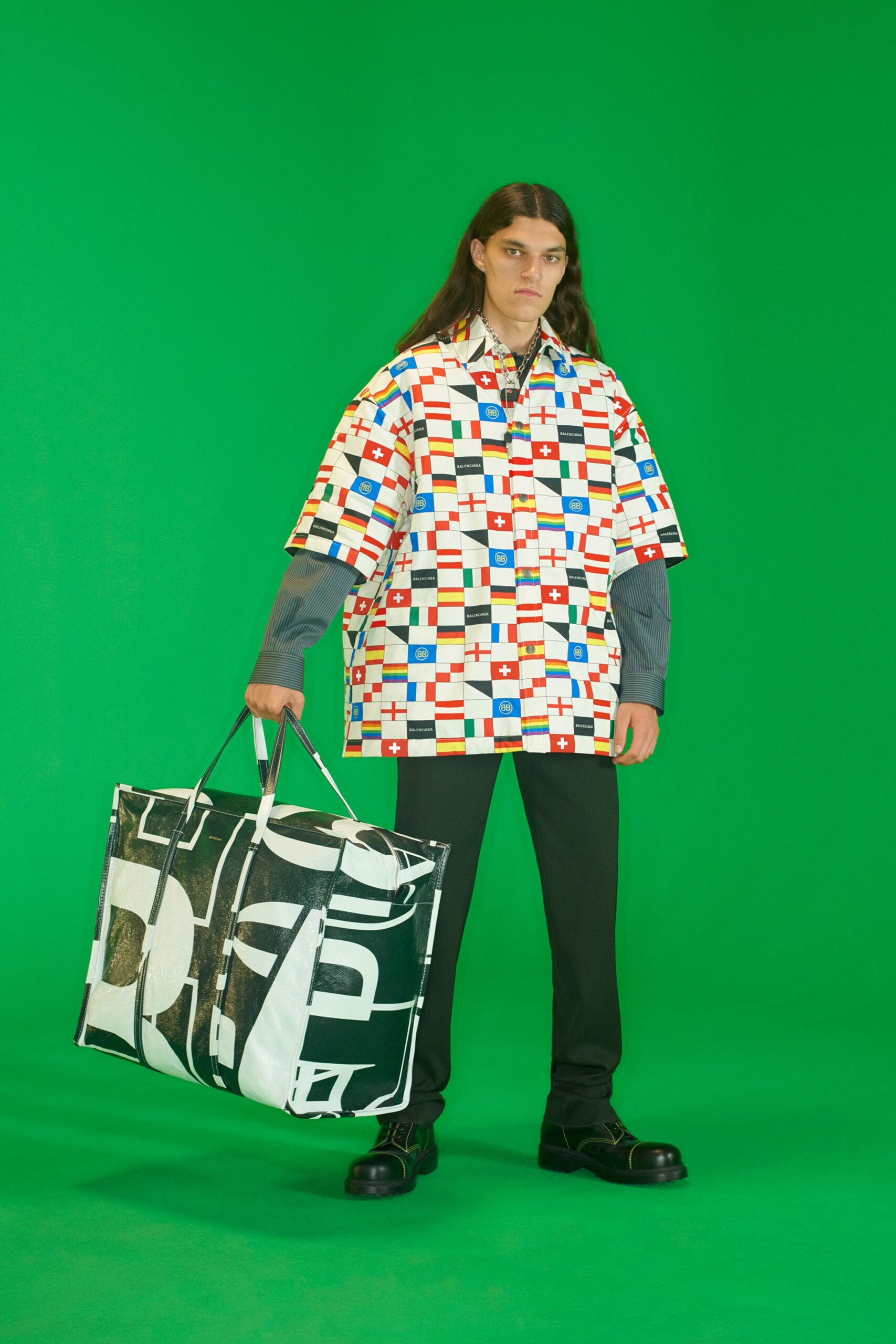 multi cotton short-sleeve collared relaxed printed shirt