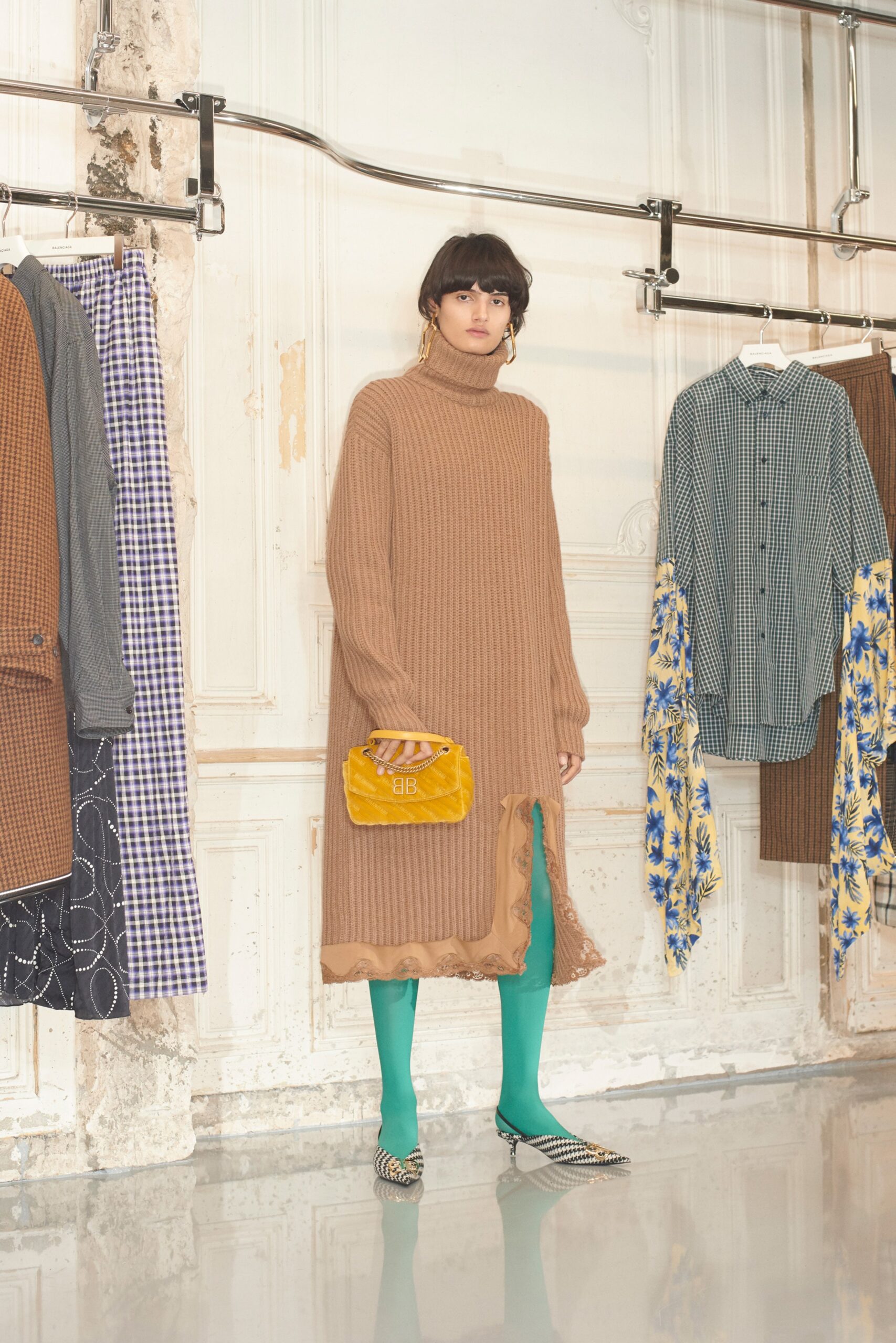 brown knit relaxed midi dress