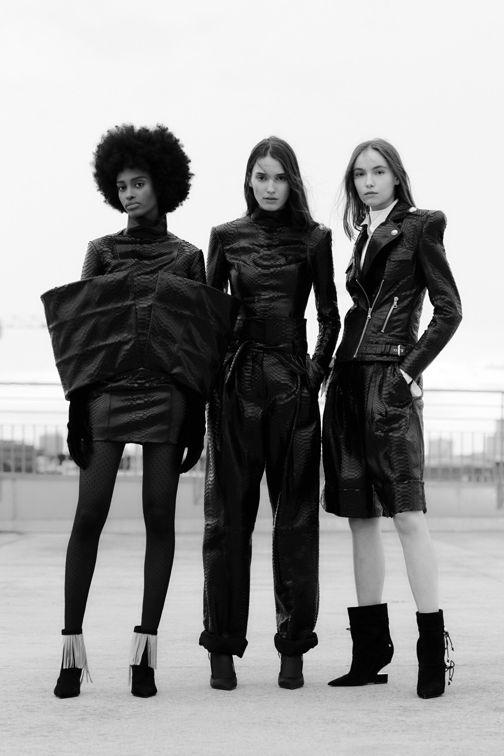 black vinyl structured jacket and pants