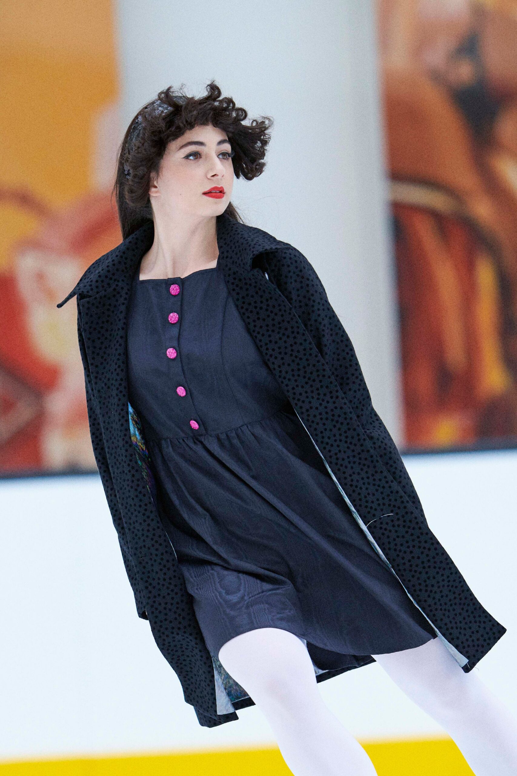 black coat and dress