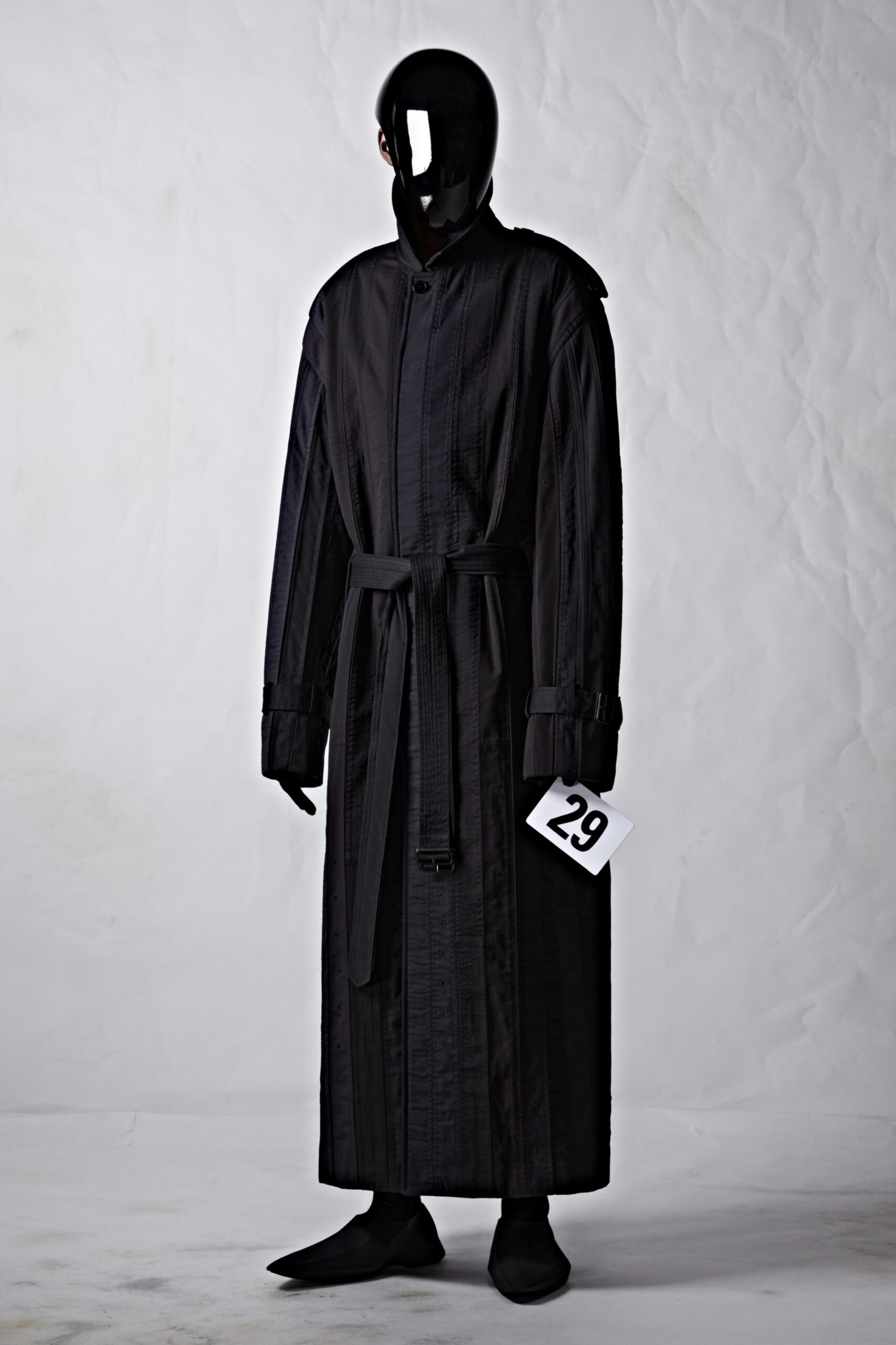 black relaxed belted coat