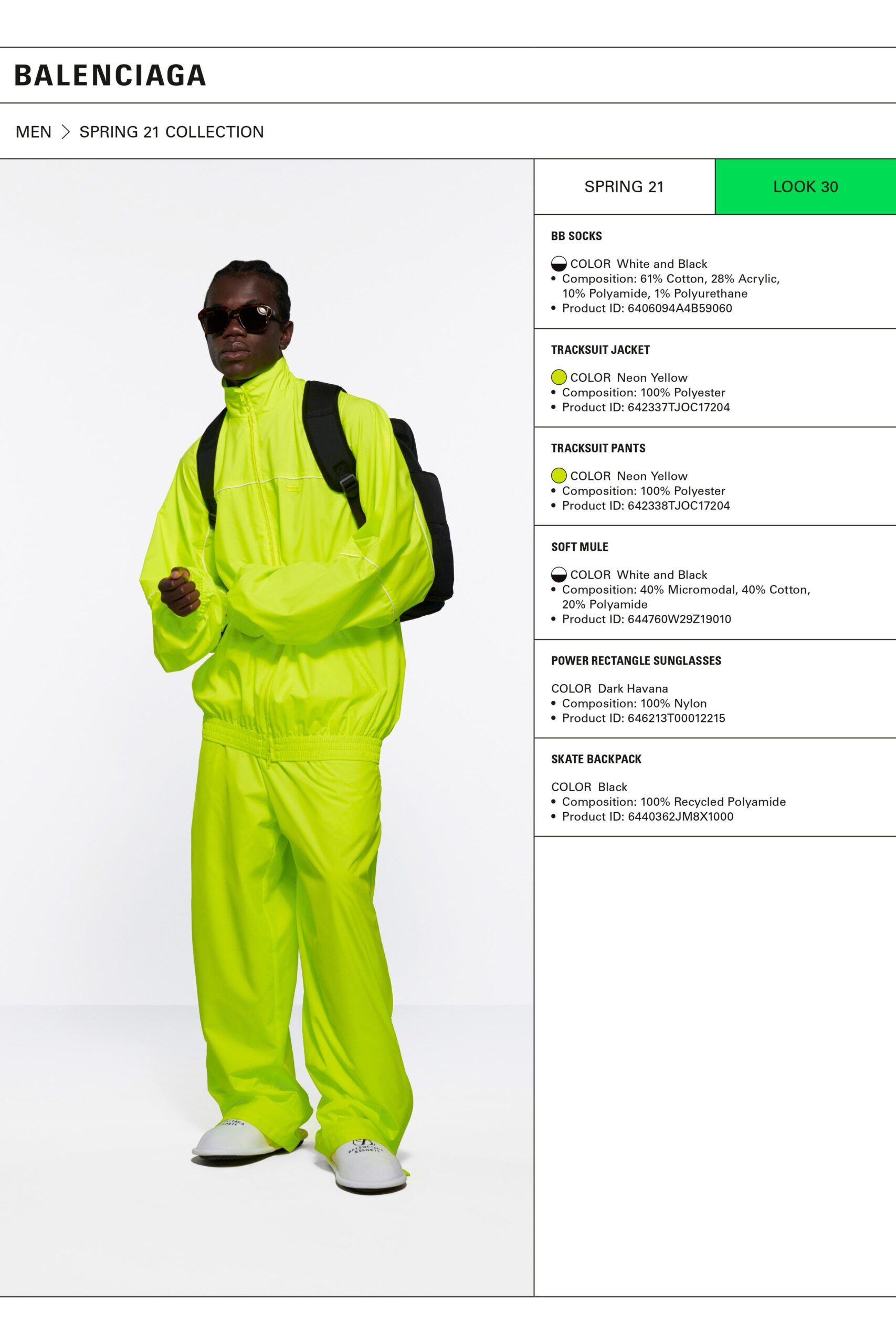 yellow nylon tracksuit with black bag