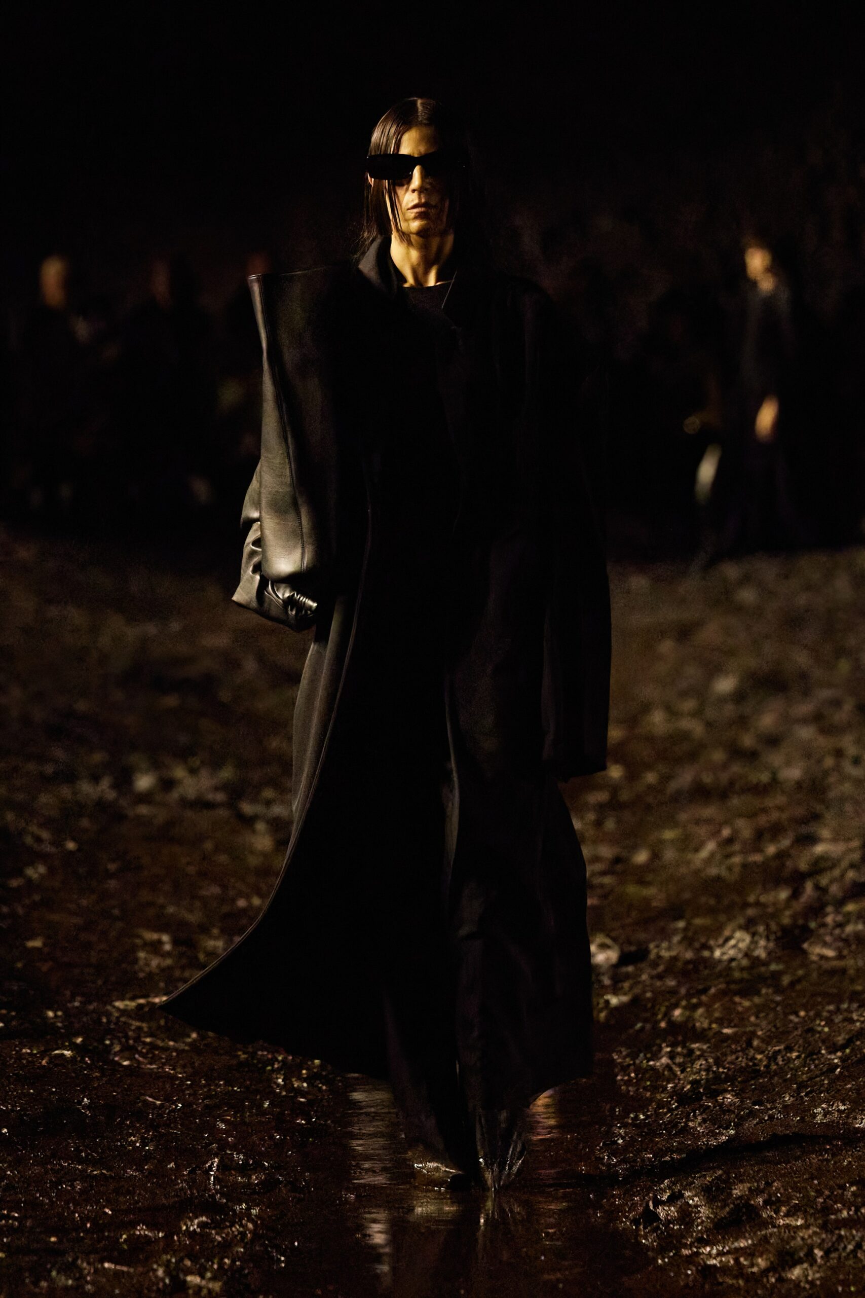 fitted black leather coat