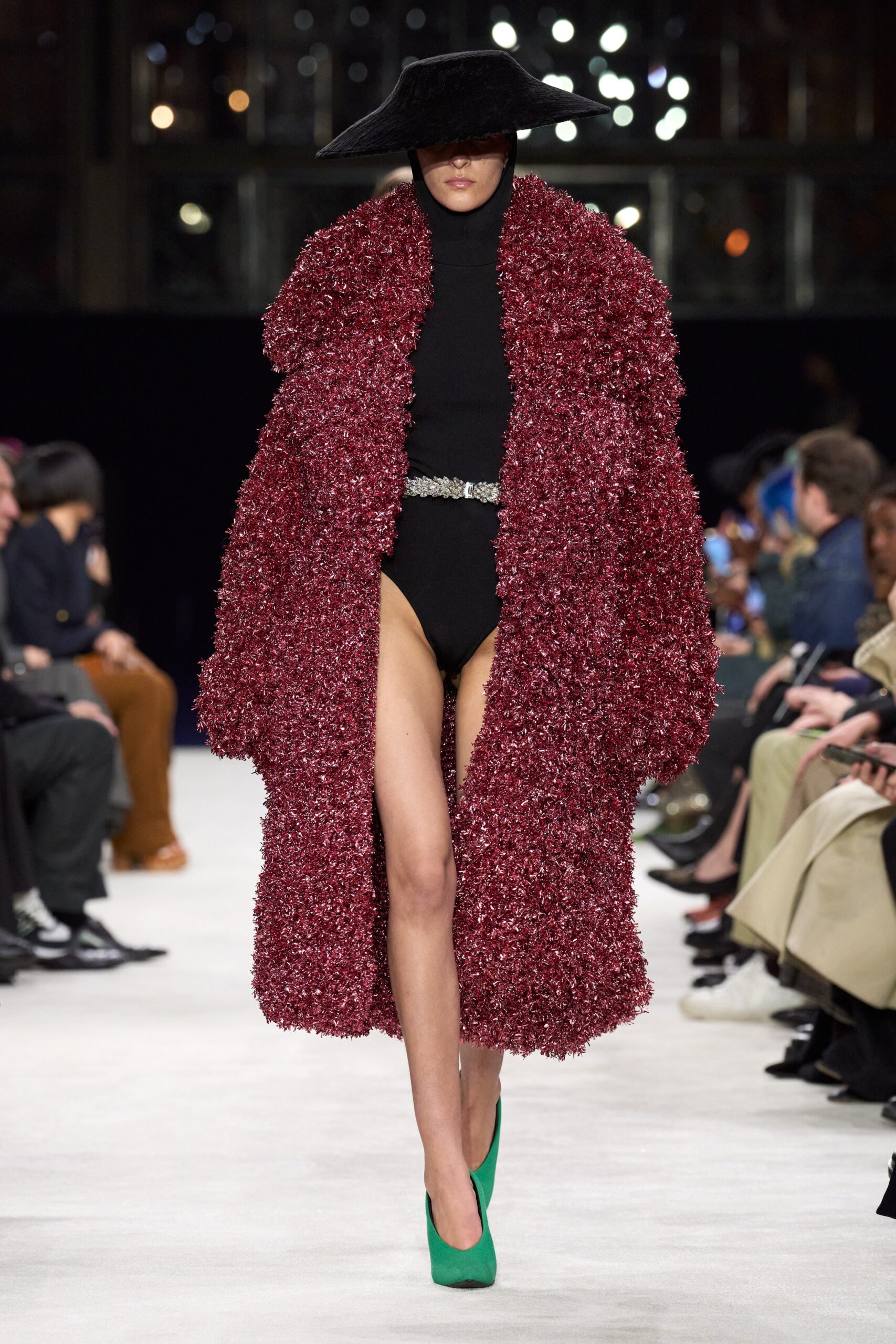 oversized red fur coat