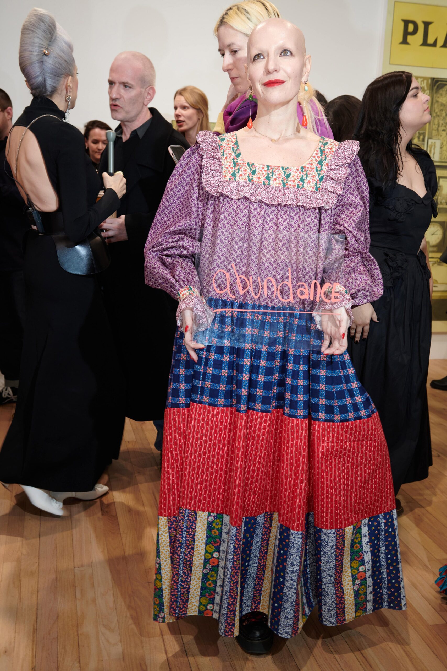 relaxed long-sleeve layered dress