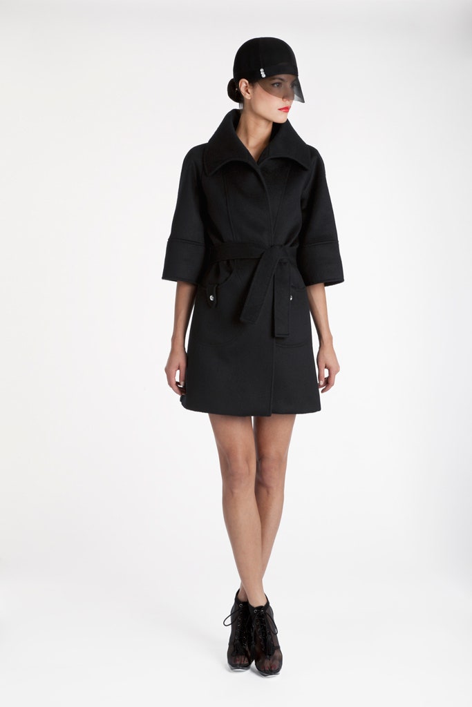black fitted wool coat