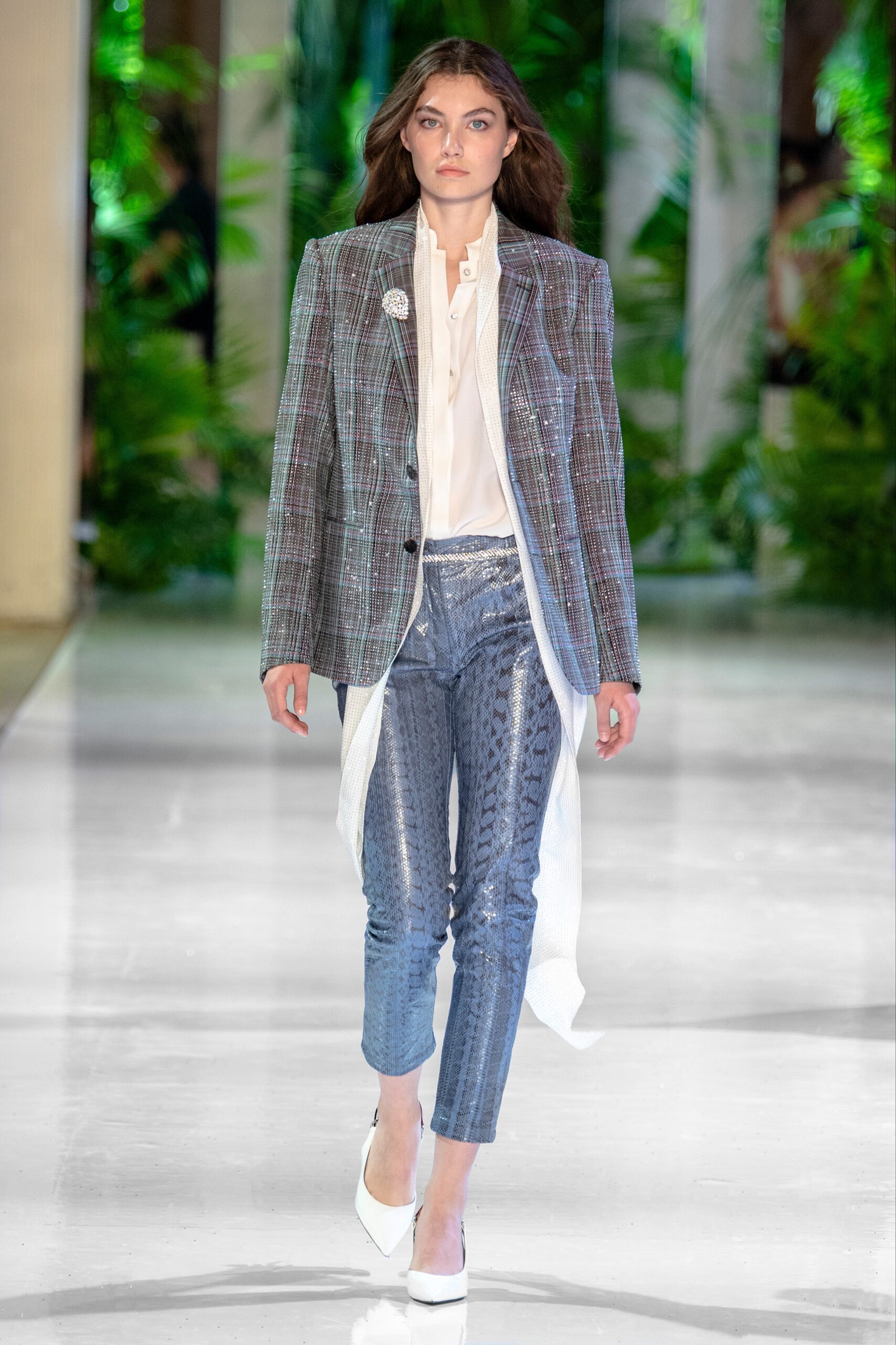 blue denim slim zippered pants