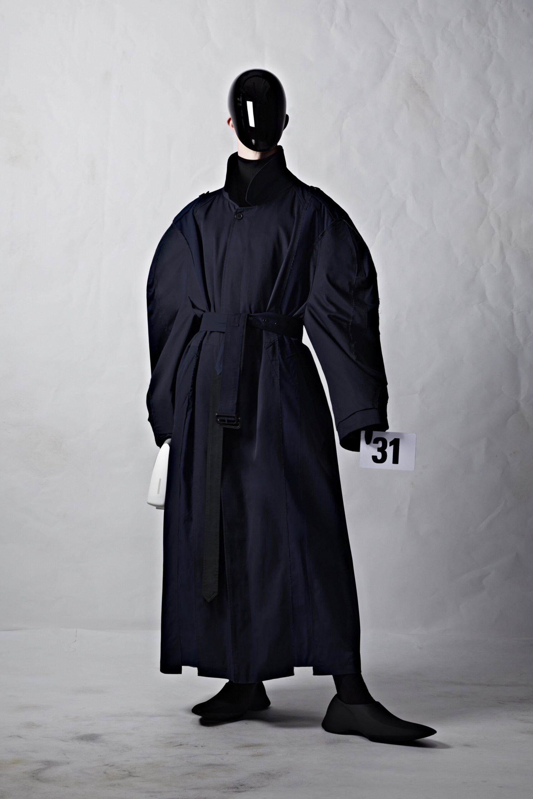 black oversized silk coat