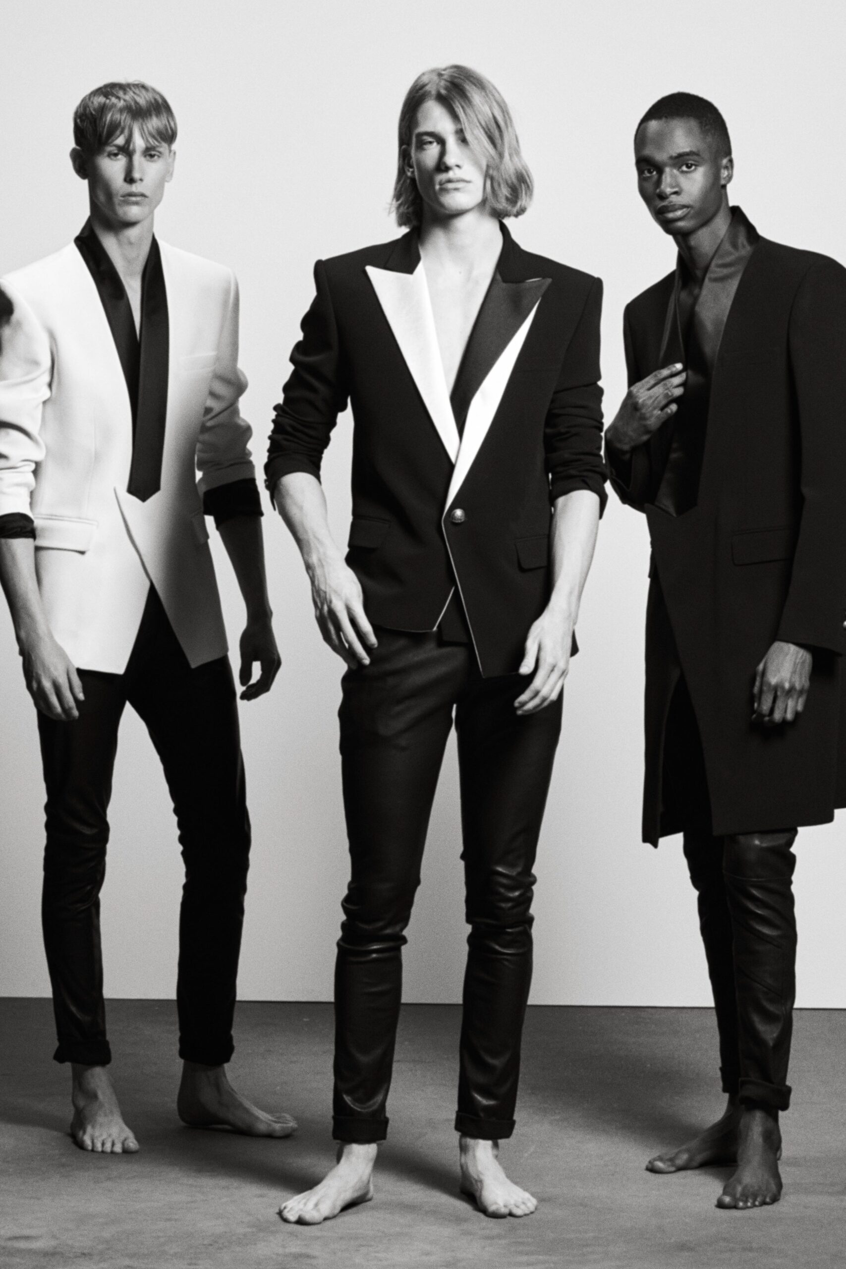 black cotton long-sleeve collared tailored color-blocked blazer