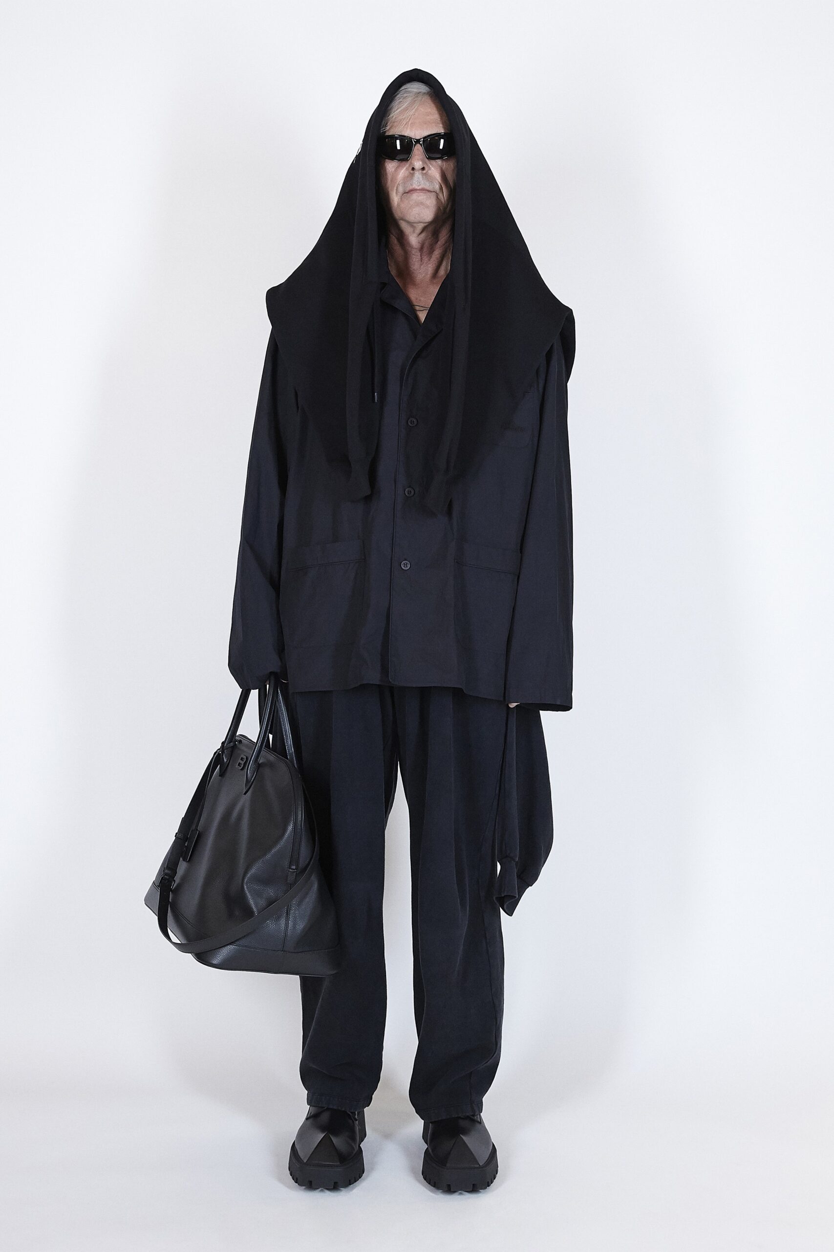 black leather structured bag