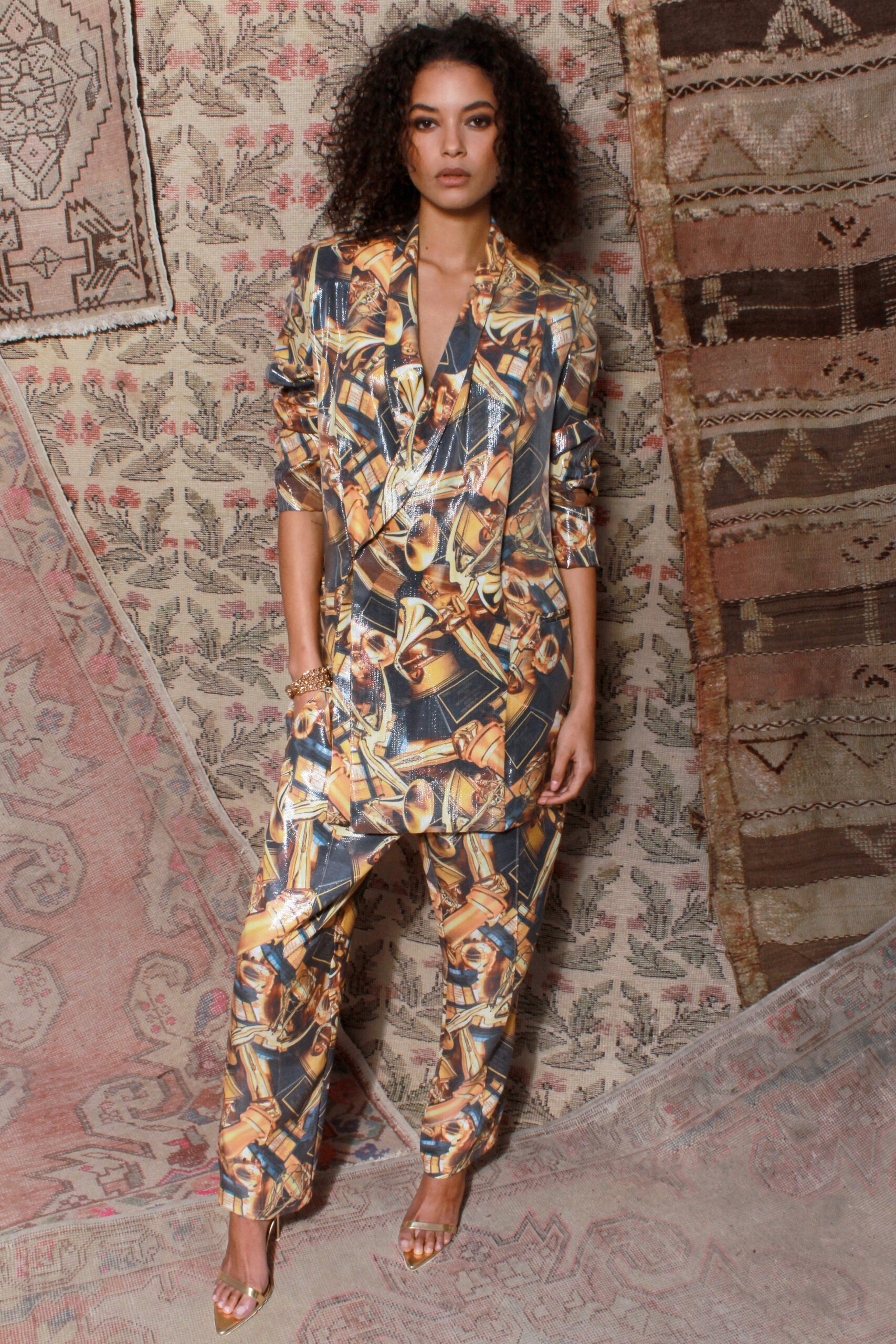 multi-colored silk relaxed suit