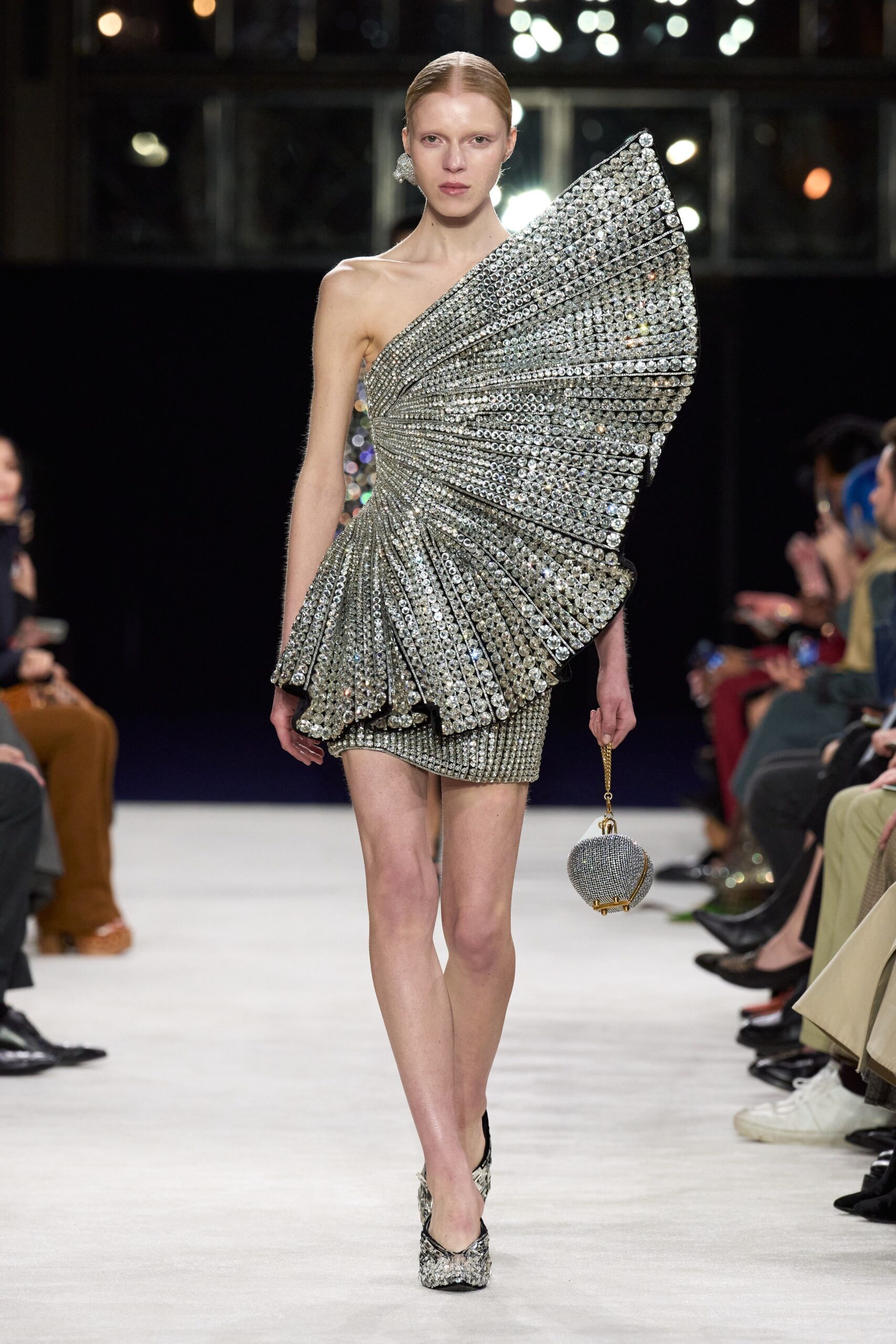 gray metallic sleeveless asymmetric fitted pleated embellished dress