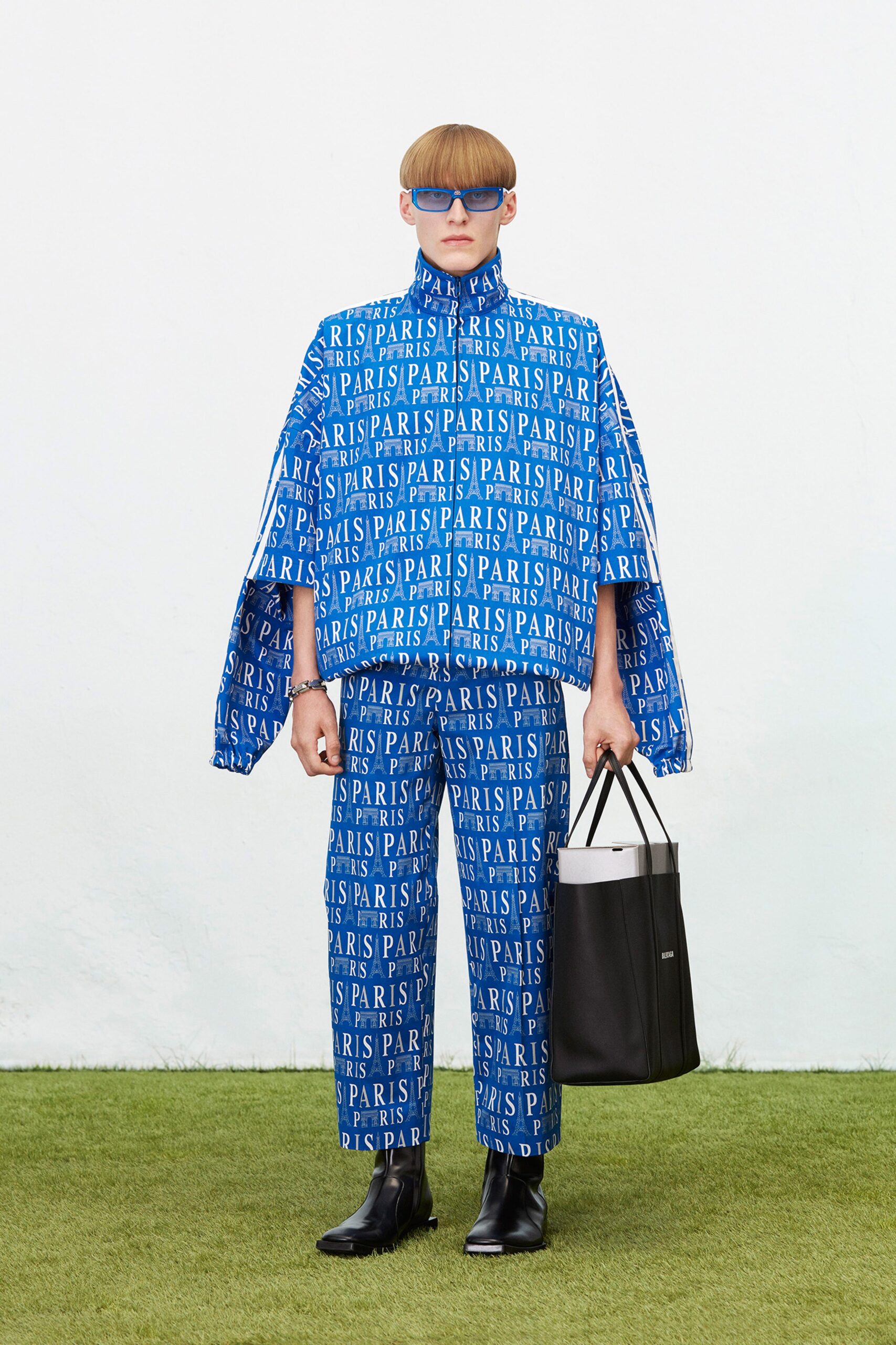 blue printed cape and pants