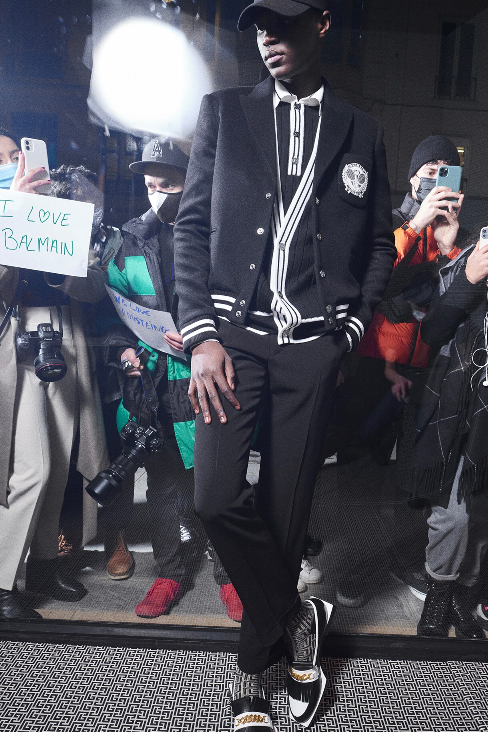 black and white fitted jacket