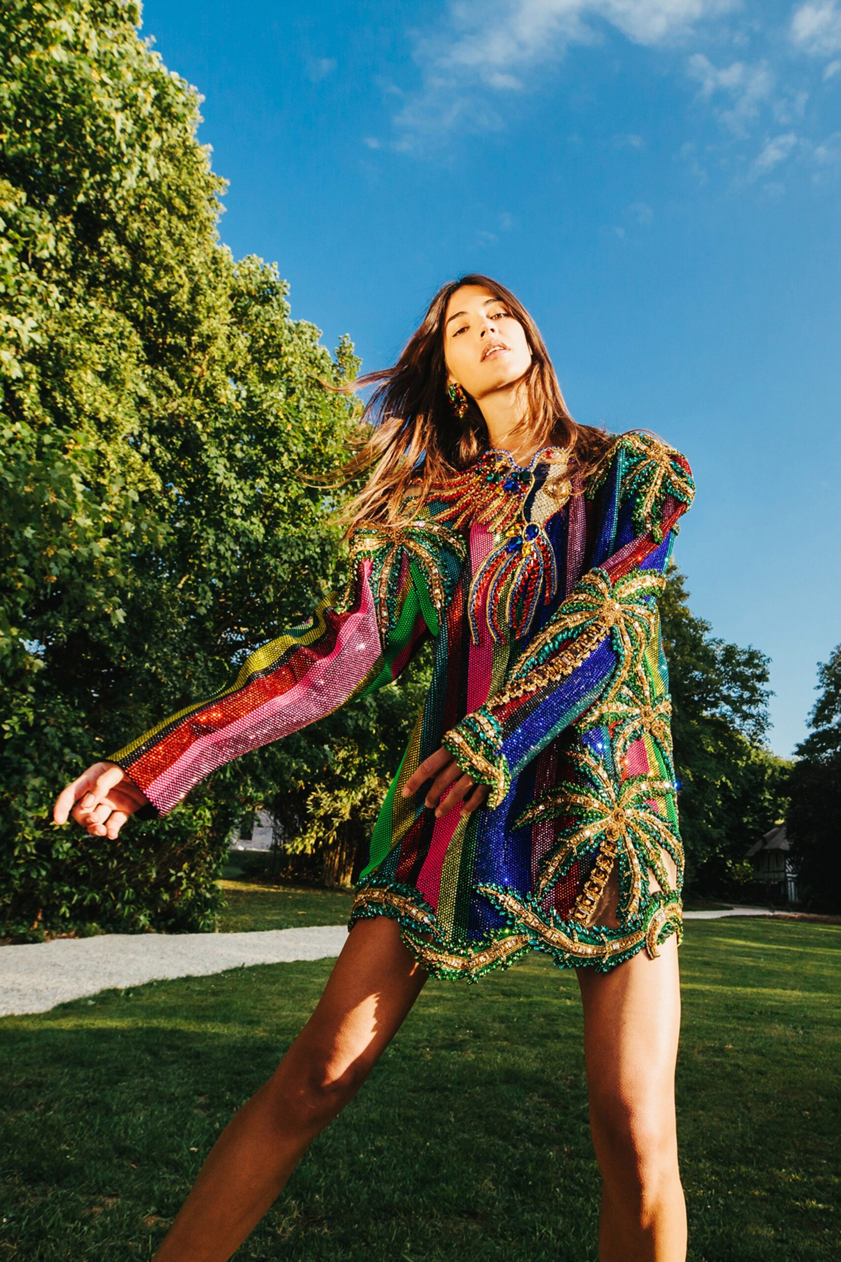 multi-colored sequin dress