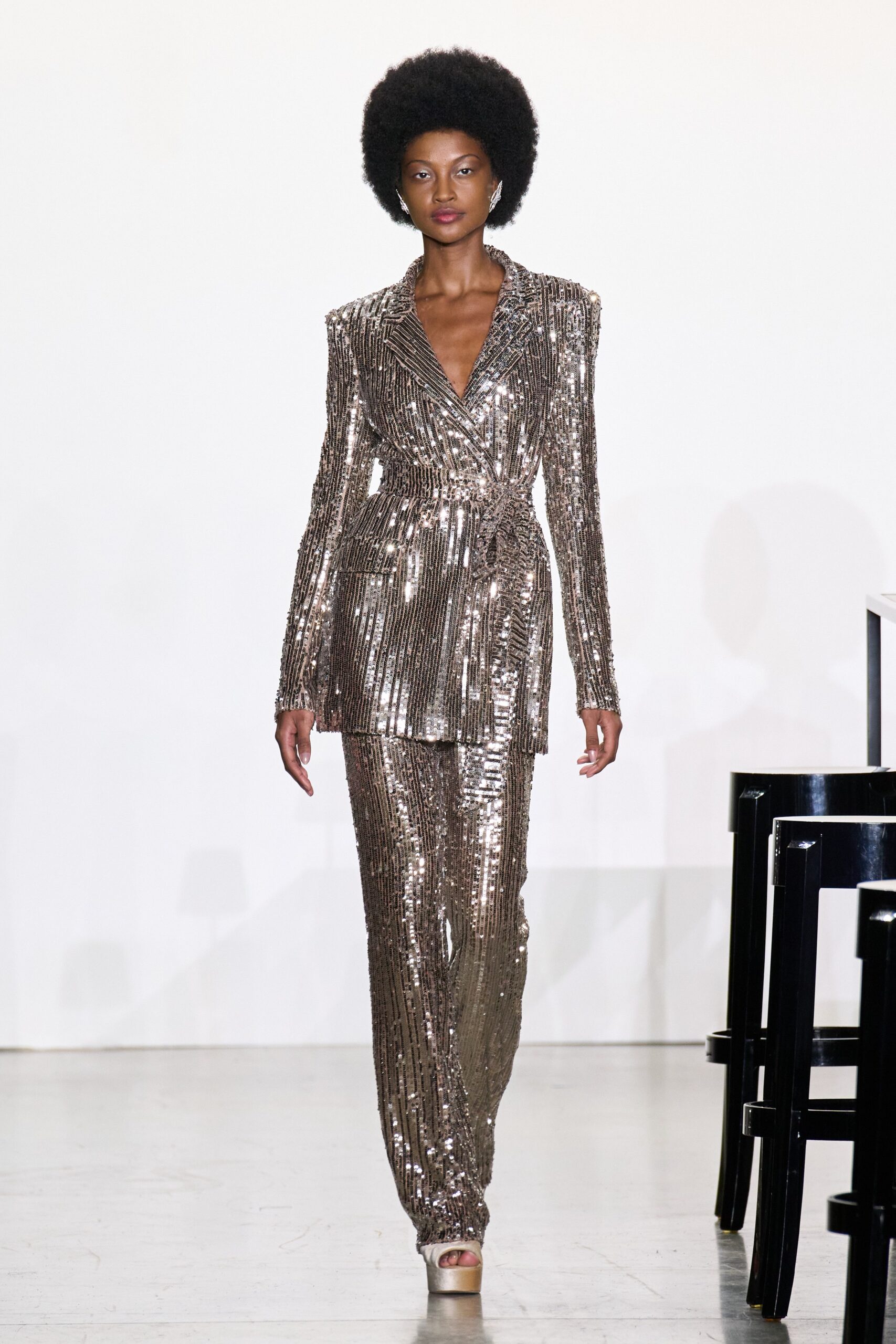 gold sequin fitted suit