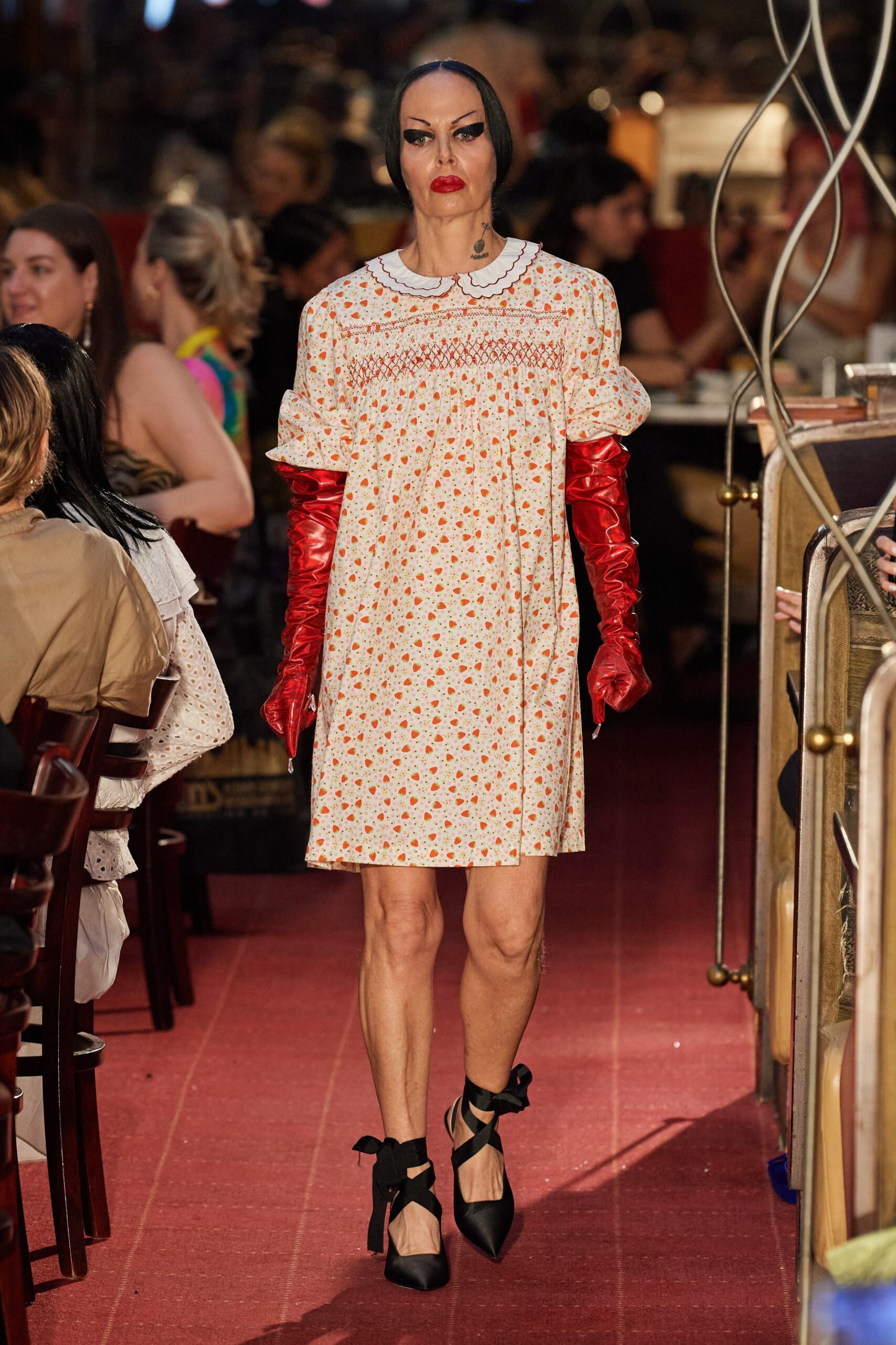 red fitted gloves