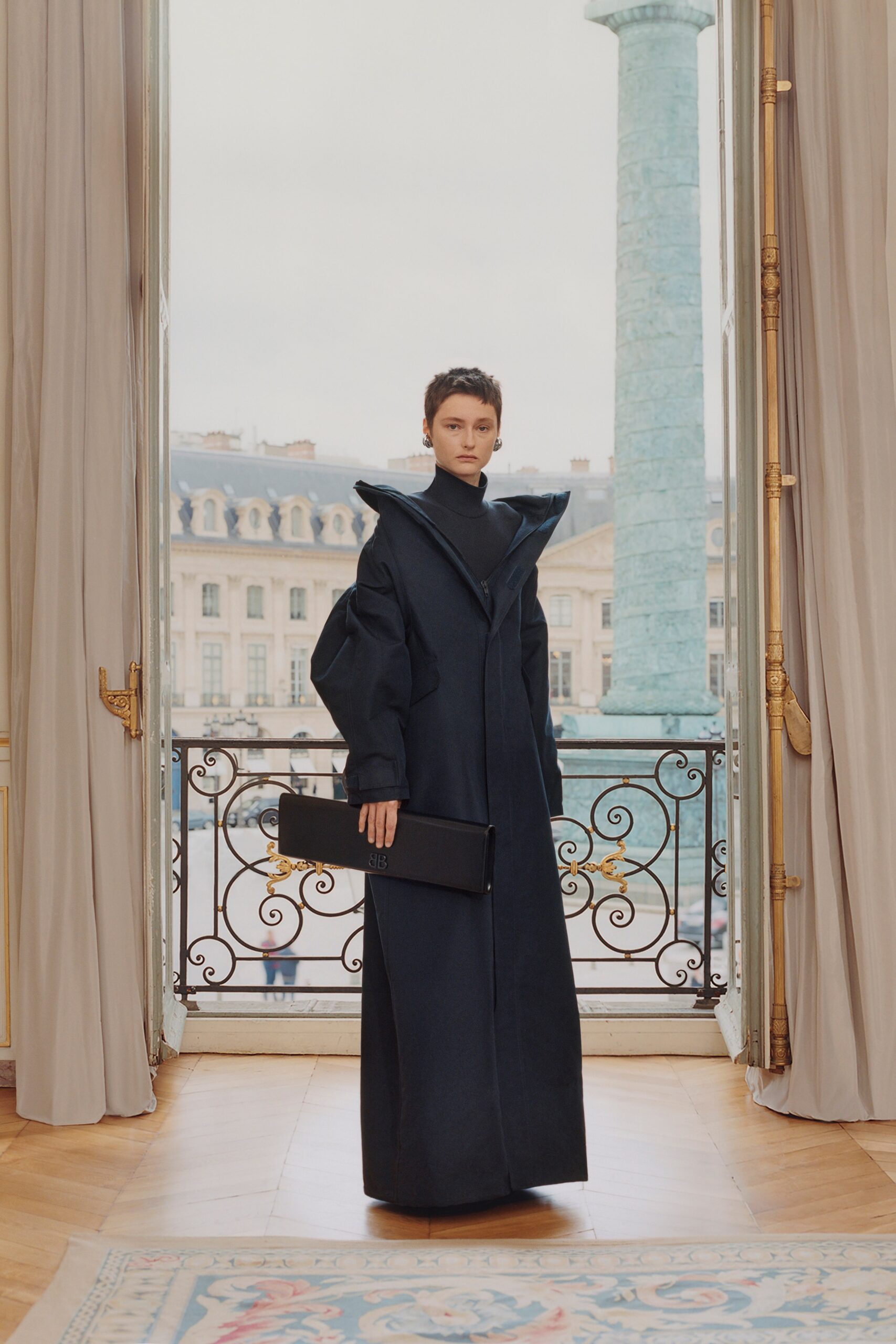 black wool relaxed coat