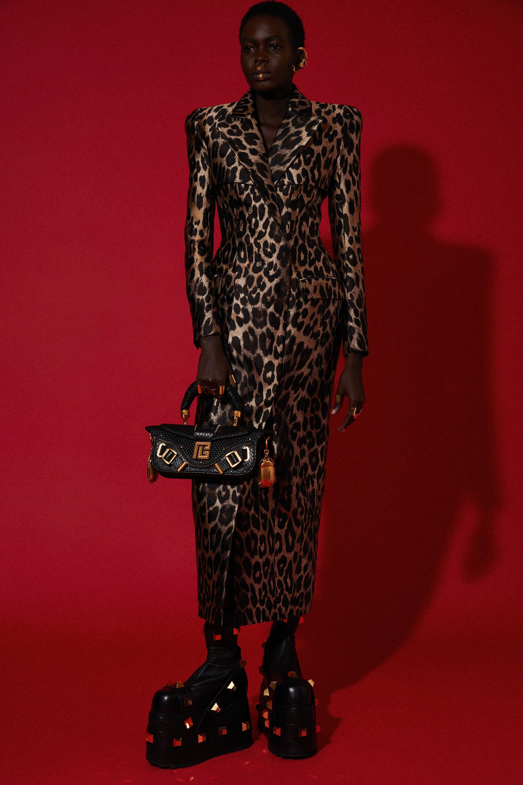 fitted animal-print midi dress