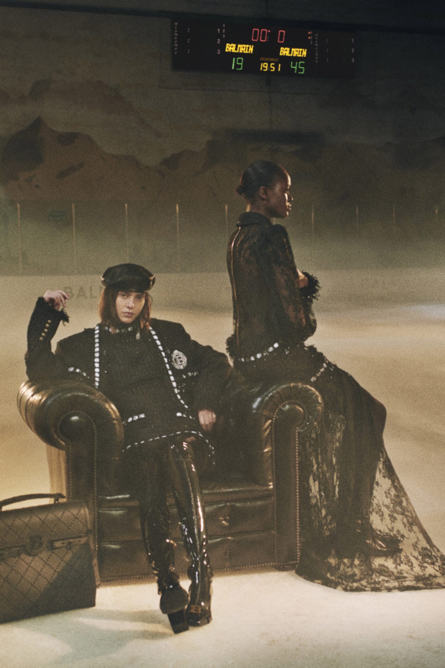 black lace maxi dress and tailored coat