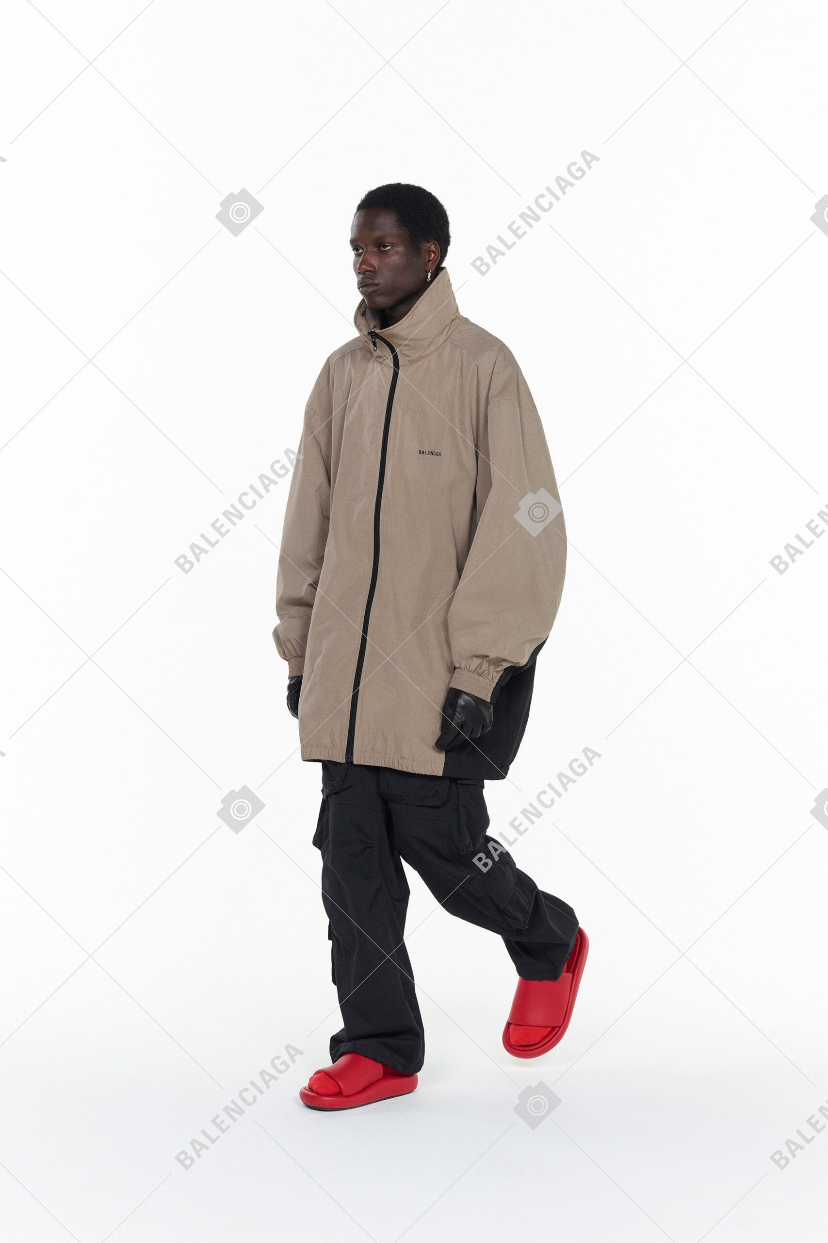 beige oversized jacket with cargo pants