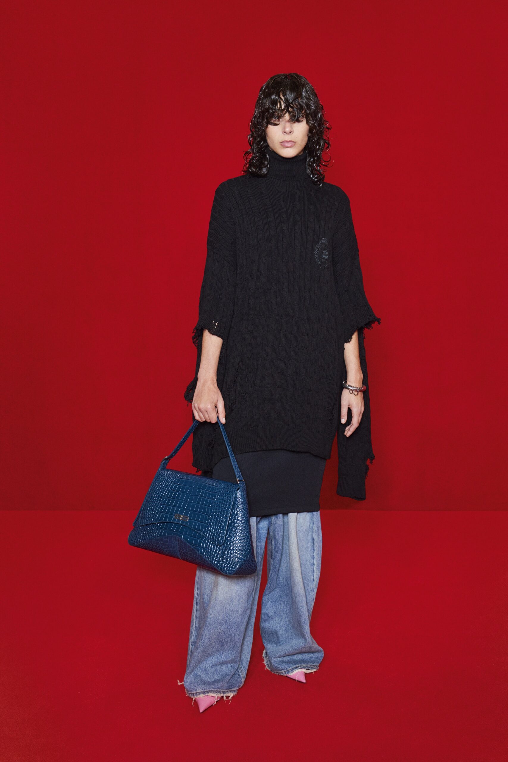 blue leather bag