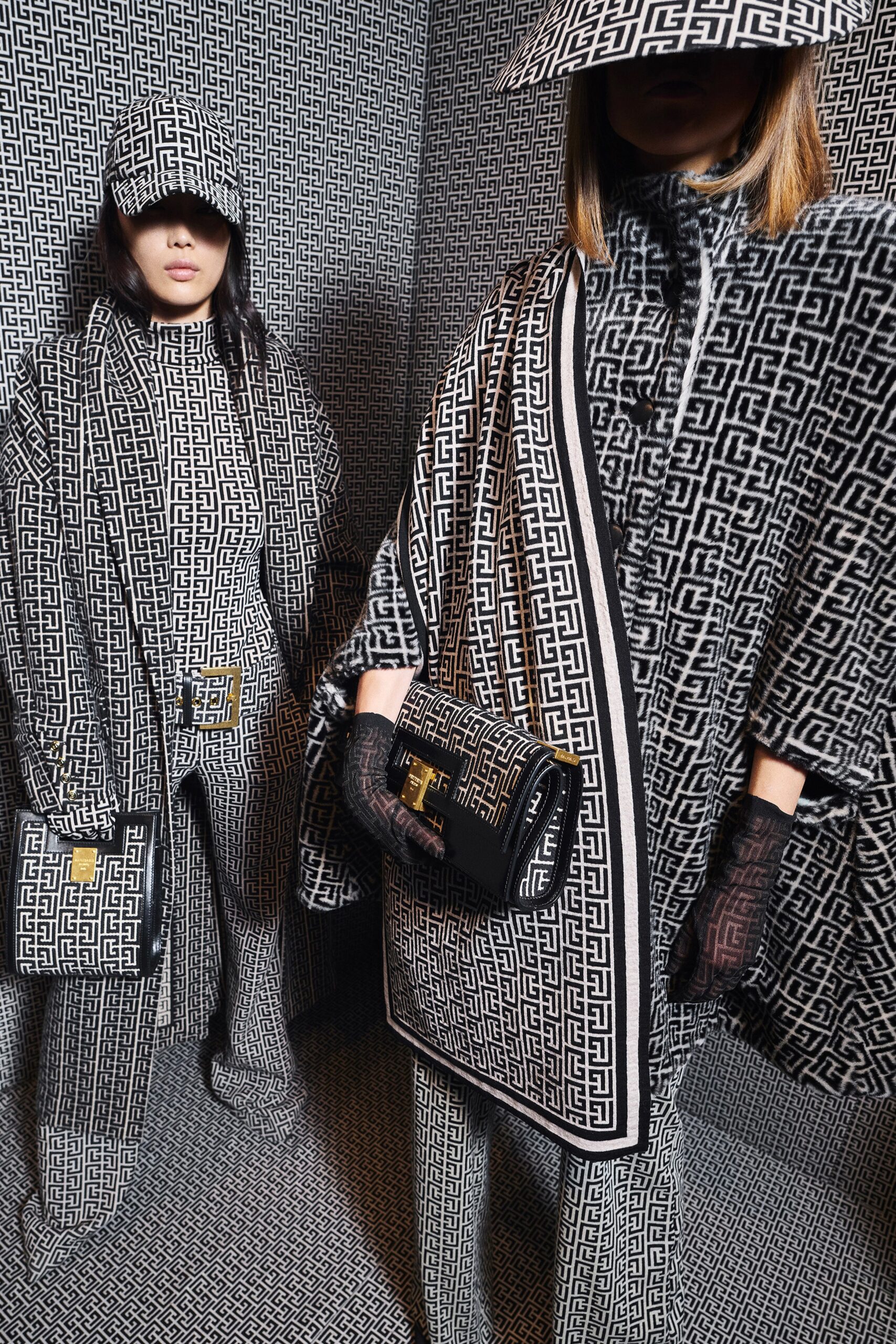 black and white printed cape and pants